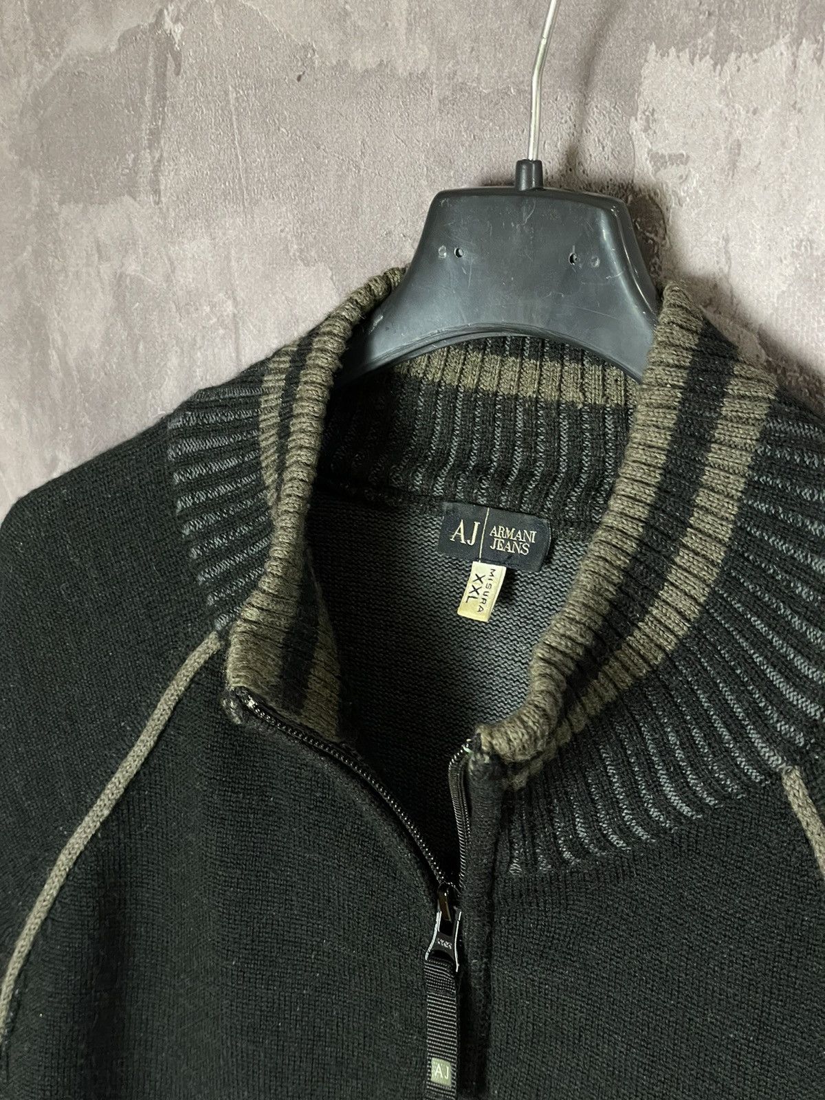 Armani Y2K Avant Garde Style Armani Jeans 1/3 Zip Striped Sweater Size US XL / EU 56 / 4 - 9 Thumbnail