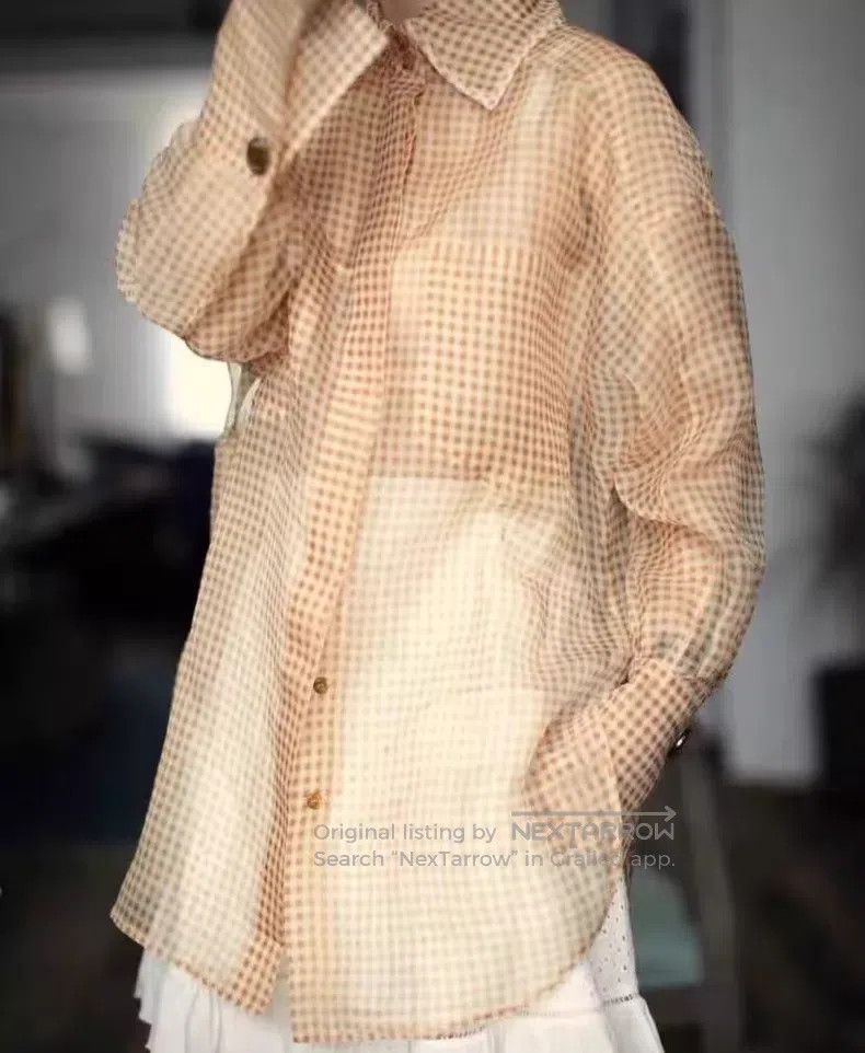 Fendi Fendi Brown check mulberry silk collar long-sleeved shirt, Size S / US 4 / IT 40 - 7 Thumbnail