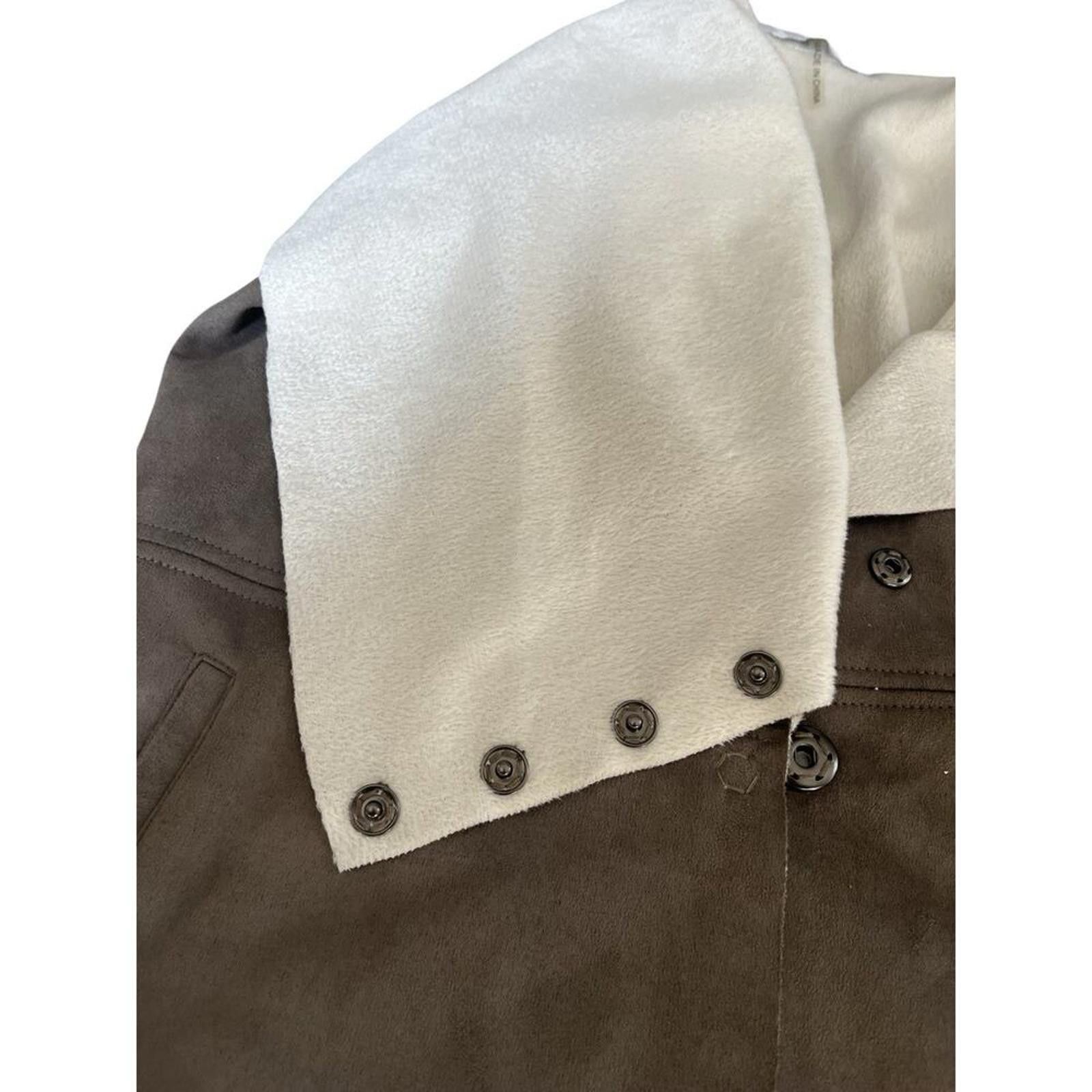 Issey Miyake Stylish Two-Tone Faux Suede Women's Outerwear Jacket Size M / US 6-8 / IT 42-44 - 4 Thumbnail