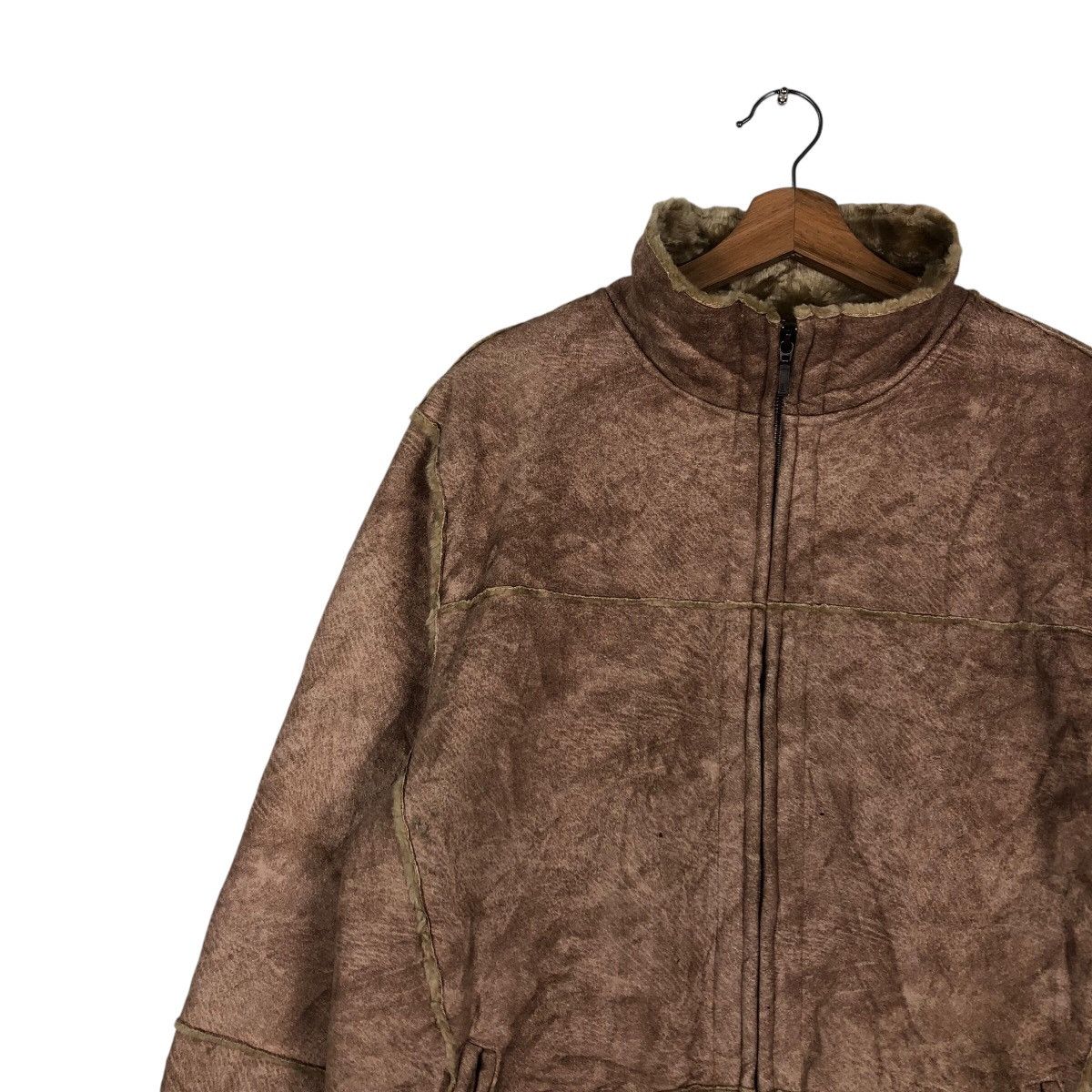 Japanese Brand 📌Vintage Leather Jacket Villand Mink Fur Shearling Blanket Size US L / EU 52-54 / 3 - 8 Thumbnail