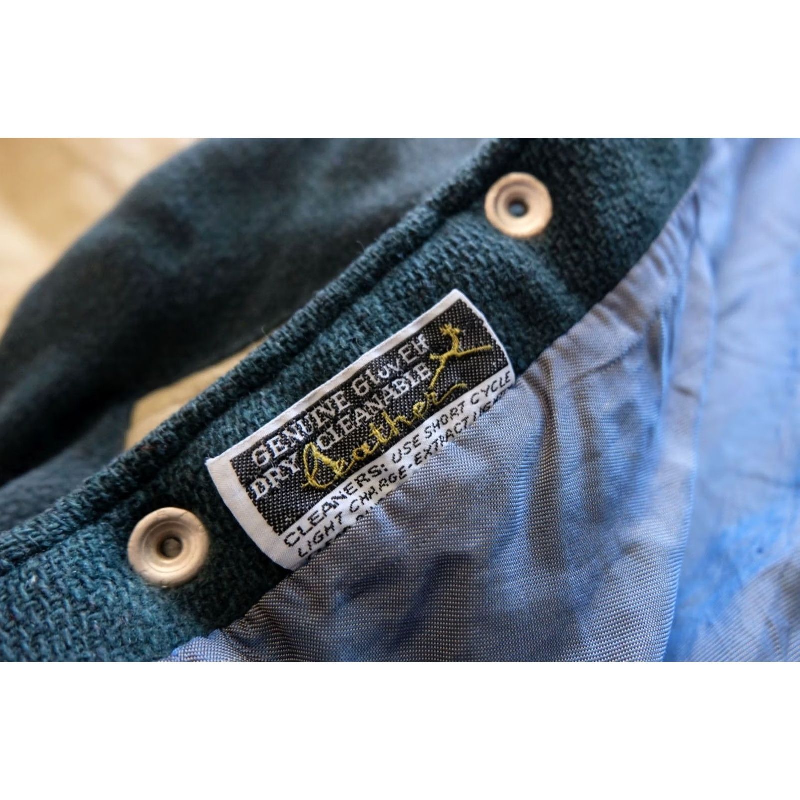 Coach VINTAGE COACH LEATHER VARSITY JACKET WOOL DISTRESSED GREEN BLANK 70s 80s Mens Size US XXS / EU 40 - 8 Thumbnail