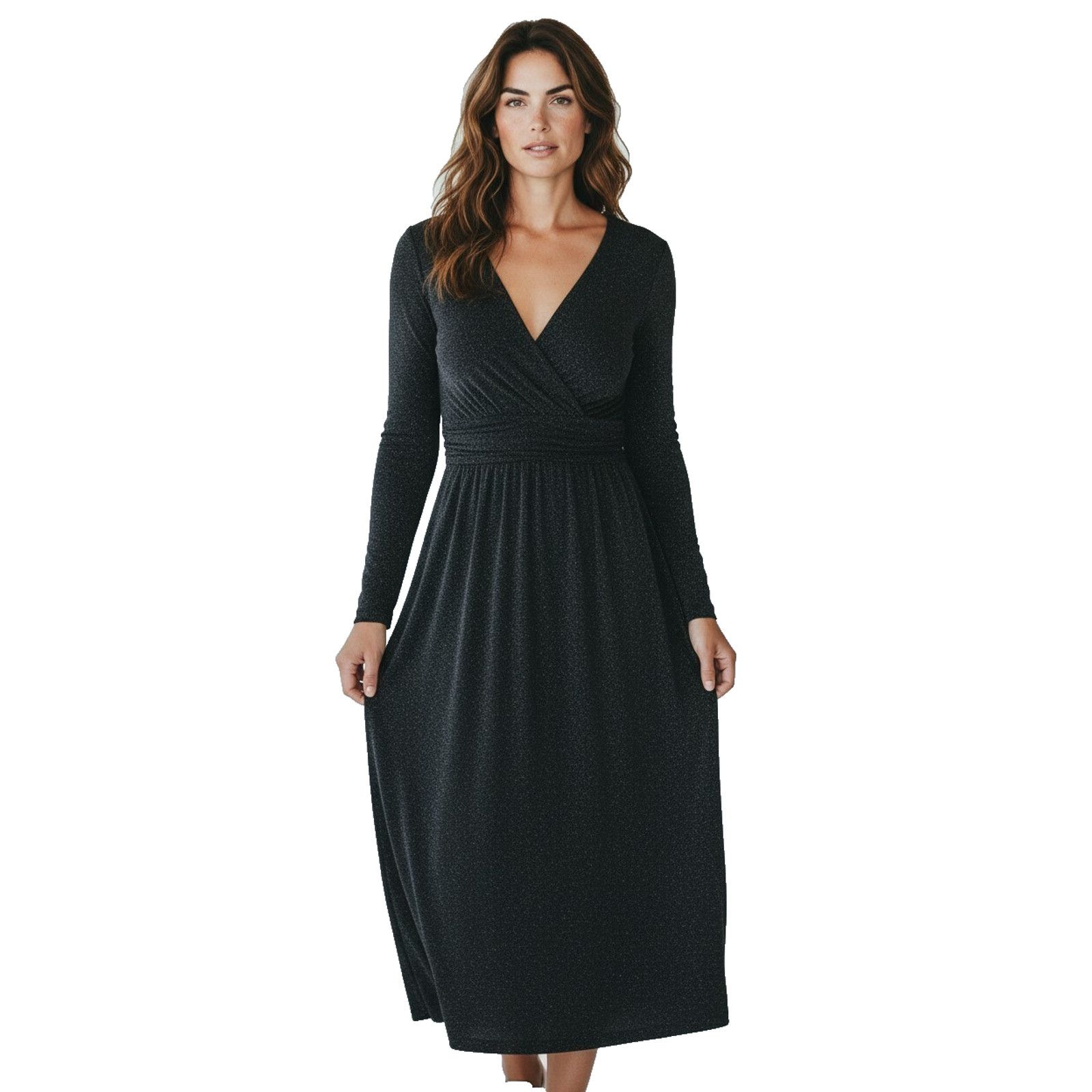 Boden BODEN Black Ruched Waist Long Sleeves Midi Dress Size 10 Size L / US 10 / IT 46 - 1 Thumbnail