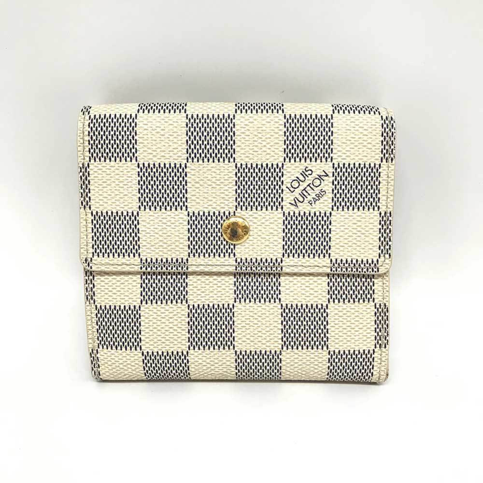 image of Louis Vuitton Portefeuille Elise Wallet Damier Azur N61733 Louis Vuitton in White, Women's