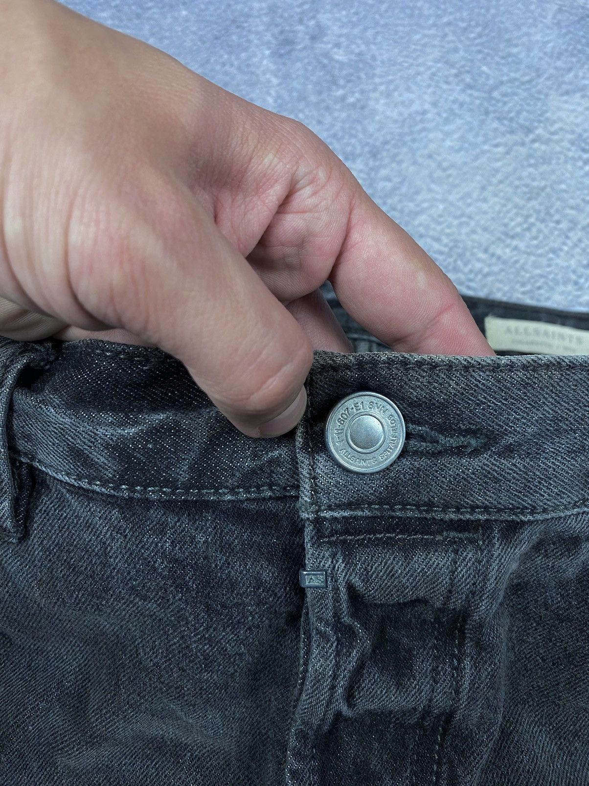 Allsaints All Saints Cigarette Damaged Distressed Gray Jeans Size US 33 - 8 Thumbnail