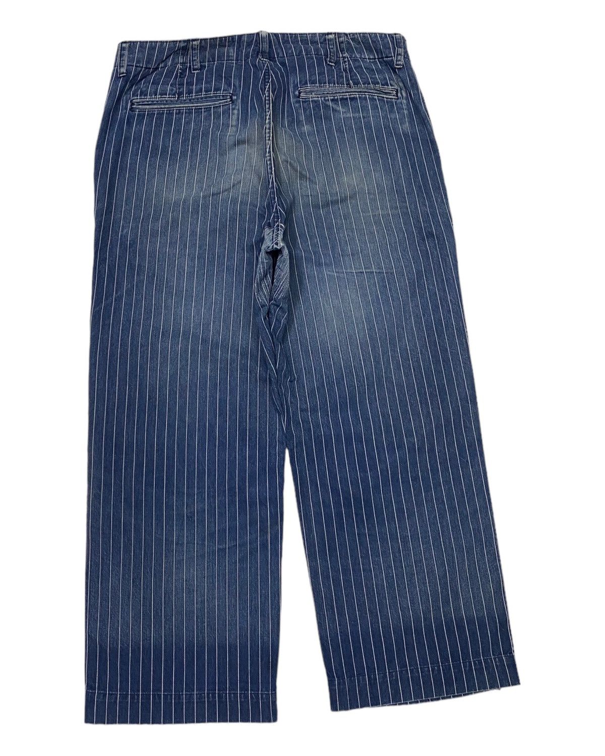 Japan Blue 🔥VINTAGE JAPAN BLUE BAGGY STRIPED BAGGY LOOSE PANTS Size US 35 - 4 Thumbnail