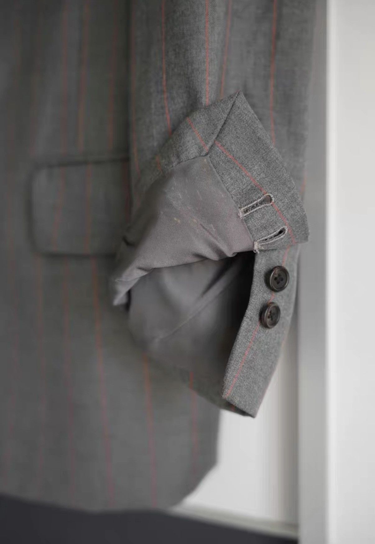 Yohji Yamamoto Yohji Yamamoto Rokumeikan Gray & Orange Striped Blazer K4 Size US S / EU 44-46 / 1 - 4 Thumbnail