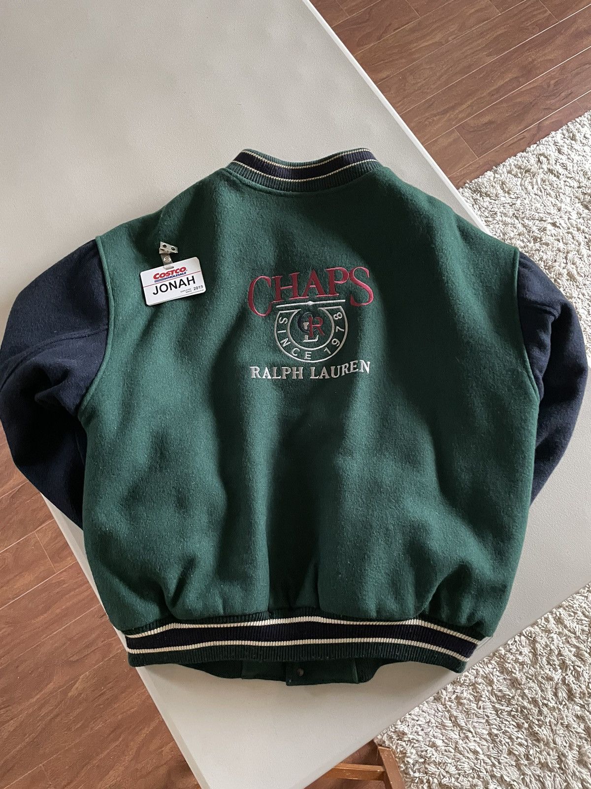 image of Vintage 90’S Chaps Ralph Laurent Wool Varsity Jacket in Green, Men's (Size Large)