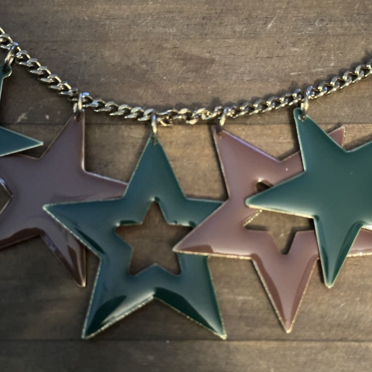 Other Reversible gold tone brown and green stars dangle necklace Size ONE SIZE - 4 Thumbnail