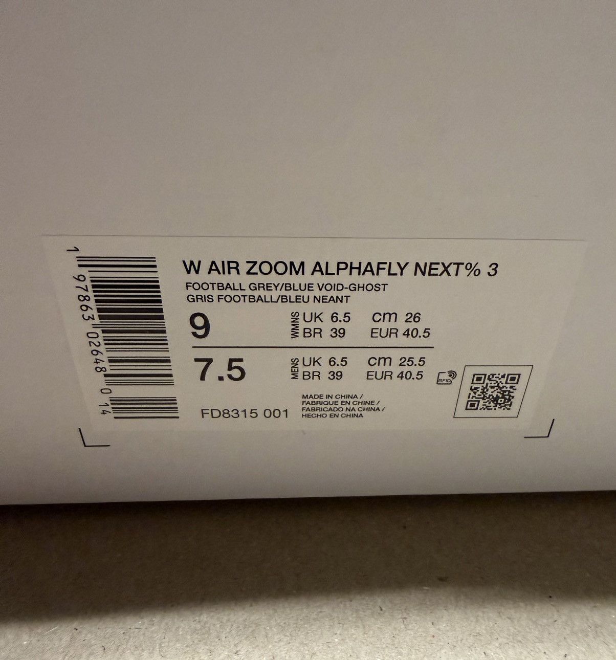 Nike Nike Air Alphafly Next 3% Grey Blue Void Womens sz 9 NEW! Size US 9 / IT 39 - 7 Thumbnail