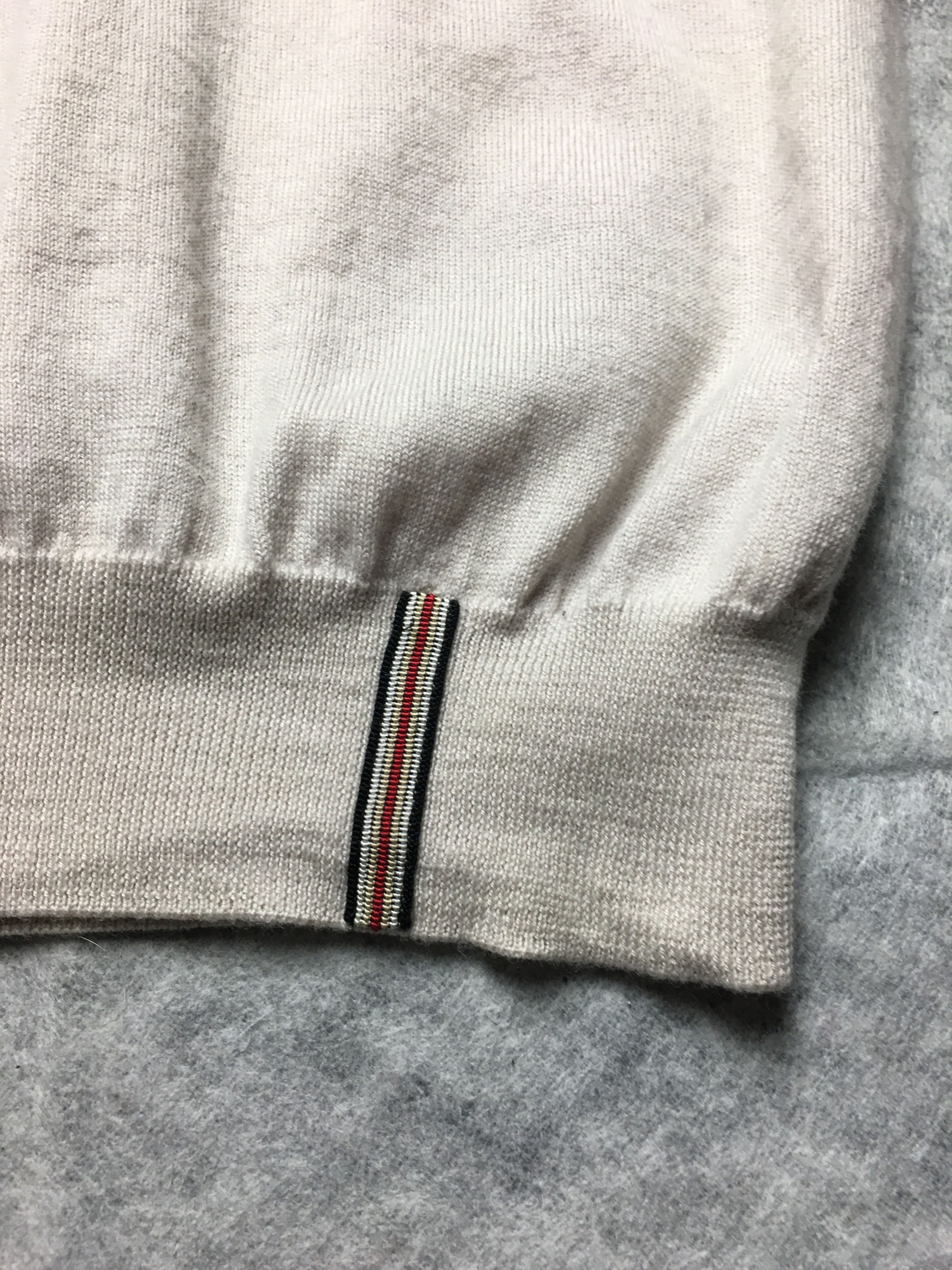 Burberry Mens Beige Merino Wool Sweater Jumper V-Neck