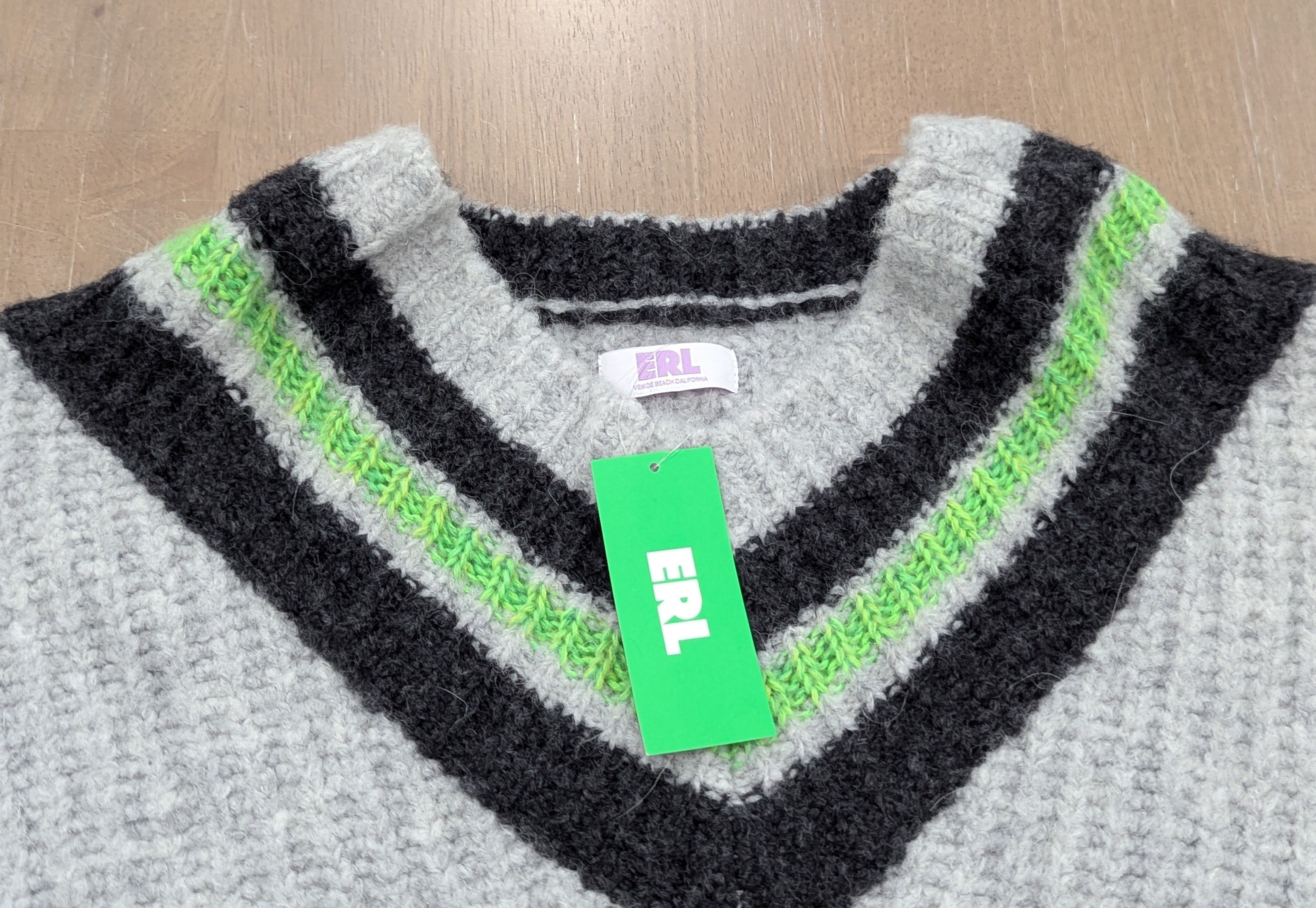 ERL ERL "Hurt Lover" Wool Blend V-Neck Sweater Gray Large Size US L / EU 52-54 / 3 - 2 Thumbnail