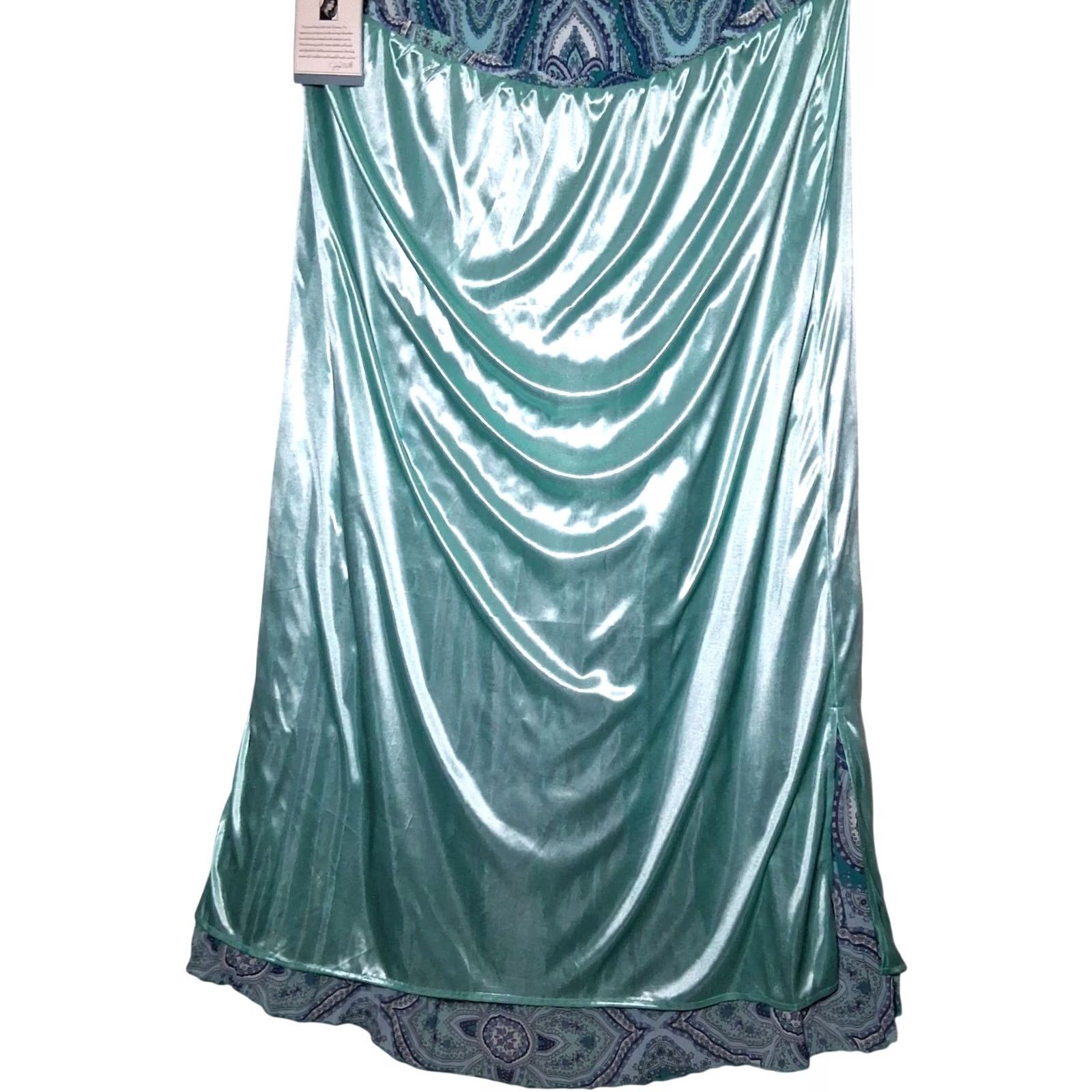 Vintage VINTAGE Jackyn Smith Maxi Skirt Plus Size 2X Long Blue Paisley Pleated Boho Lined Women Skirt Size 40" / US 18 - 4 Thumbnail