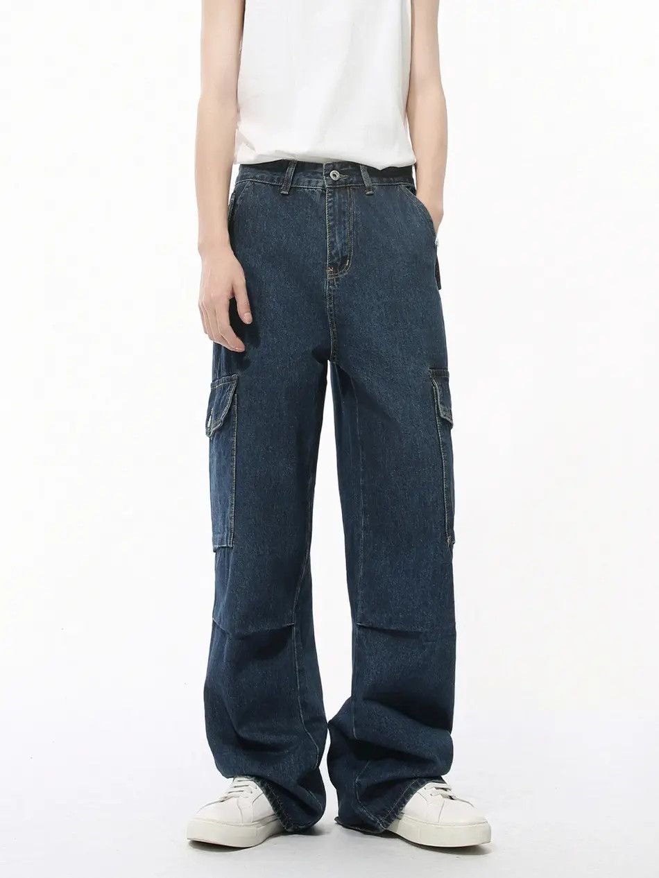 Japanese Brand Retro loose straight leg high street pocket jeans Size US 32 / EU 48 - 1 Thumbnail
