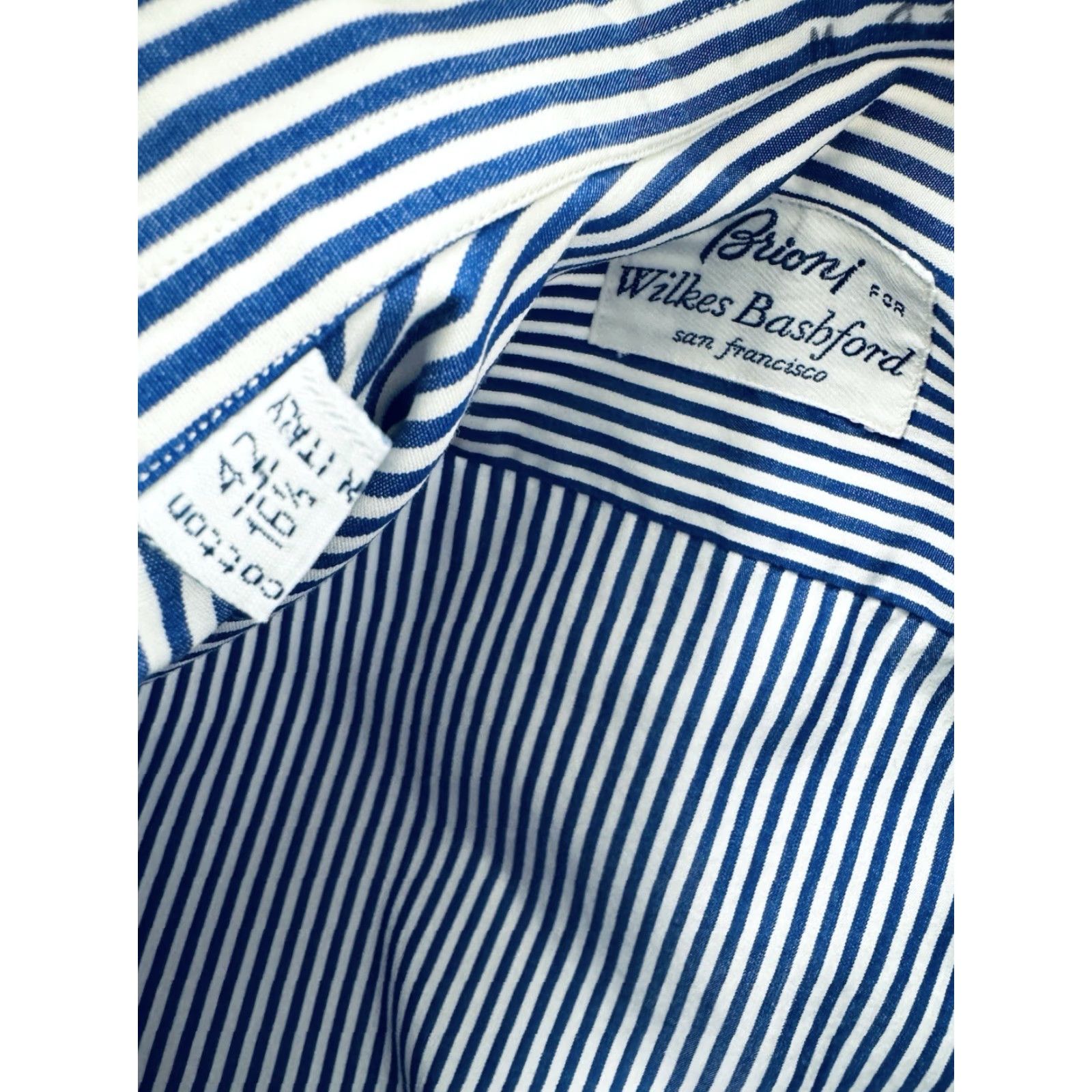 Brioni Brioni Striped Dress Shirt - 16.5 / 42 - Italy - Blue White - Men - Regular - B10 Size 46R - 6 Thumbnail