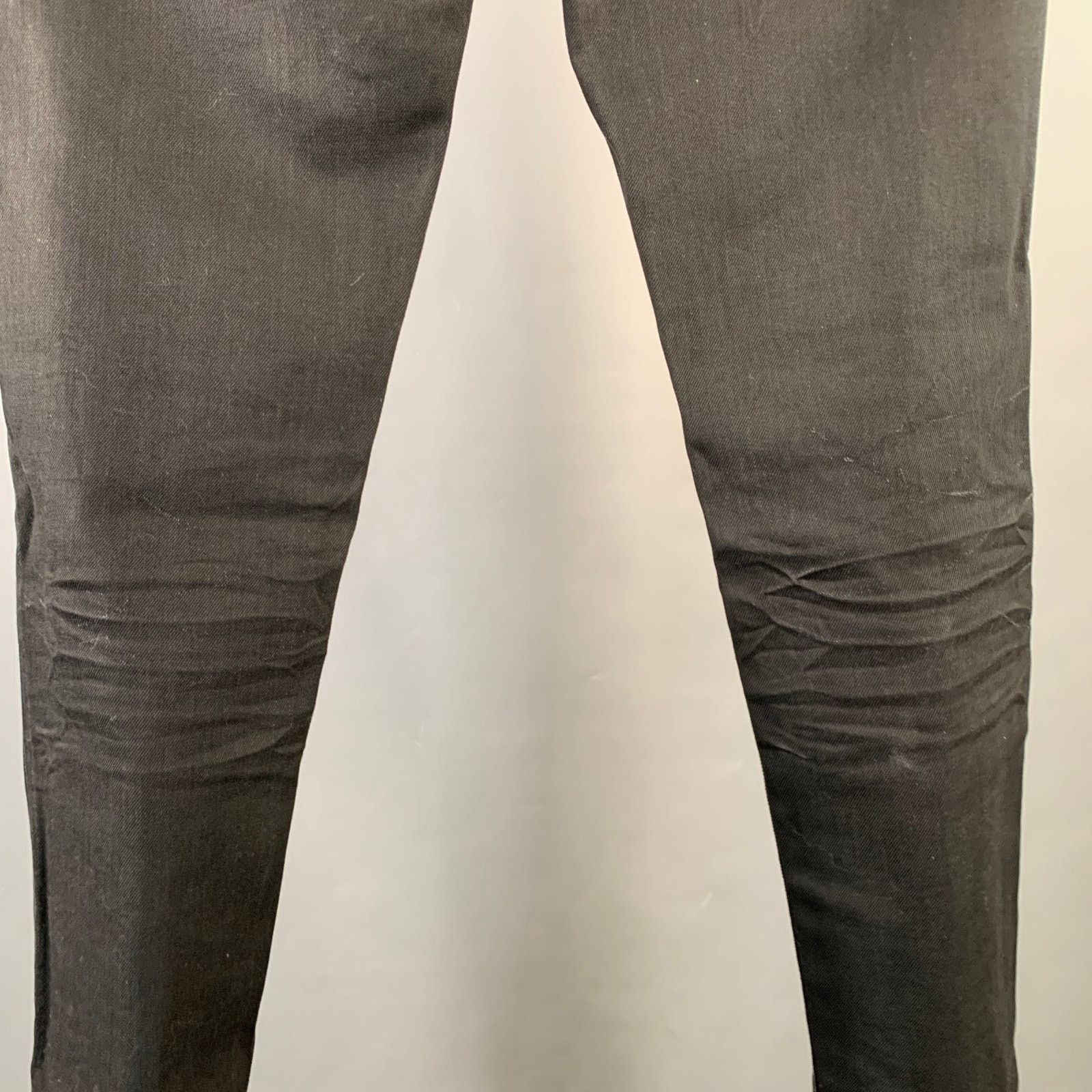 Saint Laurent Paris SAINT LAURENT Size 31 Black Denim Tapered Five Pockets Jeans Size US 31 - 3 Thumbnail