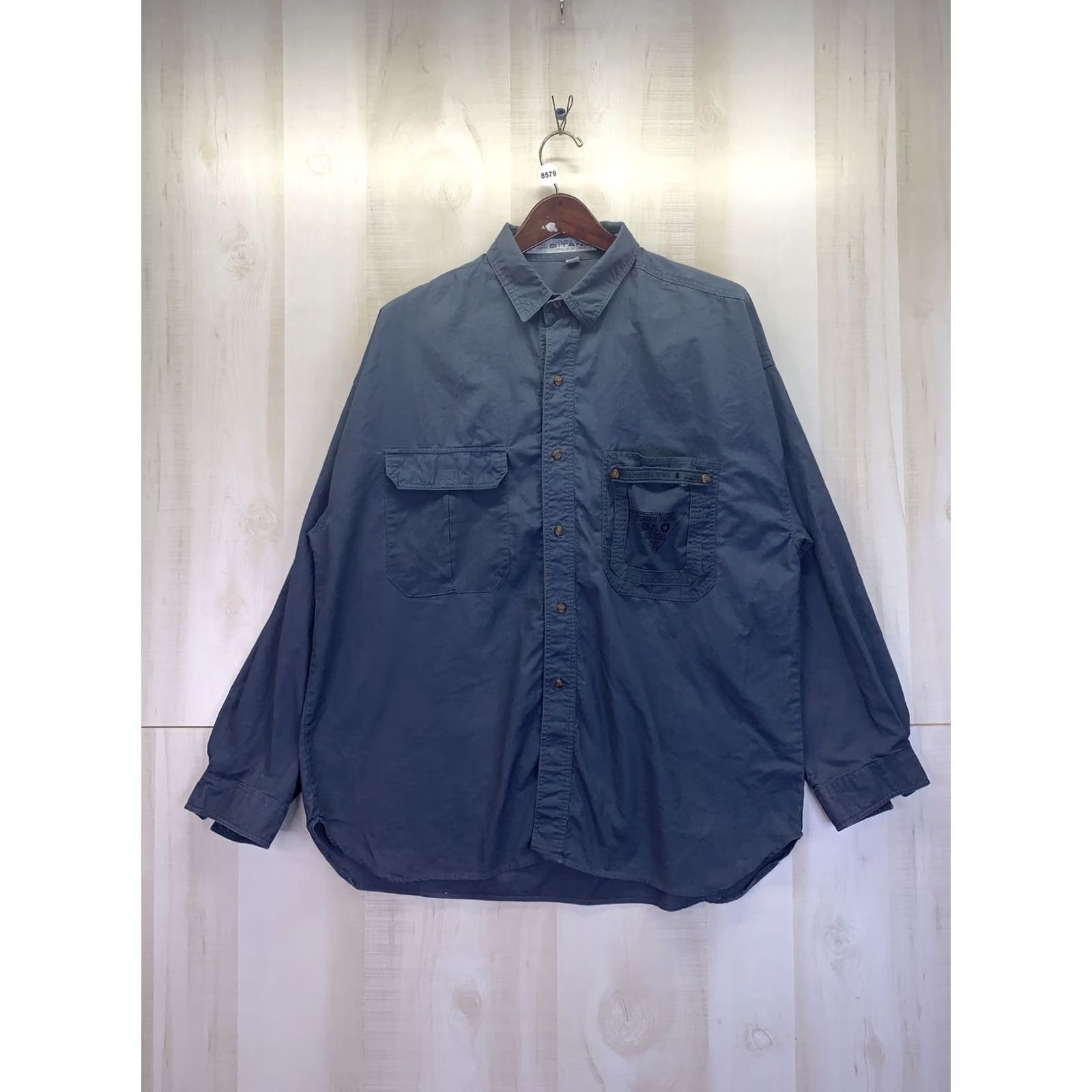 Vintage Vintage Gitano Environmental Patrol Mountain Division Mens Button Up Shirt XL Blue Cotton 1990s Size US XL / EU 56 / 4 - 2 Thumbnail