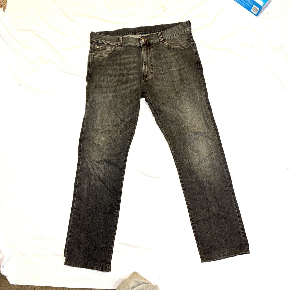 Canali Canali Washed Gray Straight-Leg Jeans Size US 38 / EU 54 - 1 Thumbnail