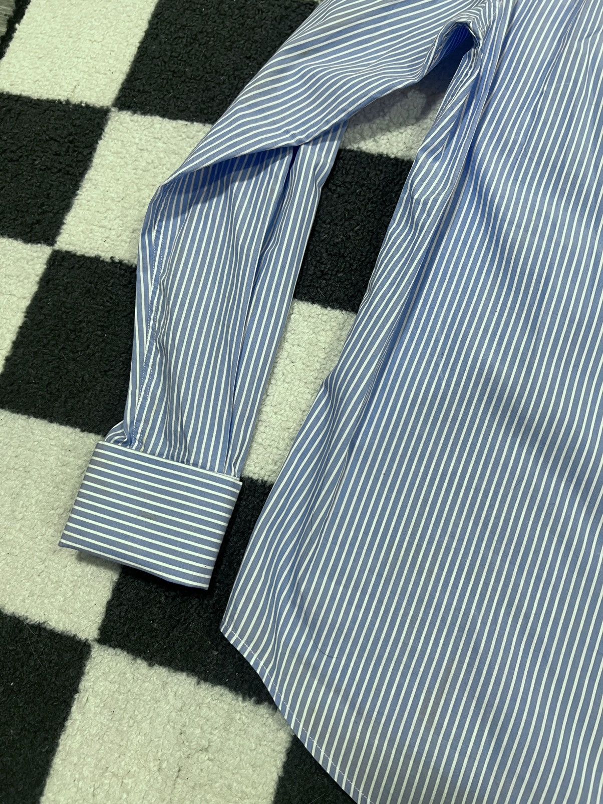 Yves Saint Laurent Yves Saint Laurent Striped Blue Dress Shirt Size US S / EU 44-46 / 1 - 11 Thumbnail
