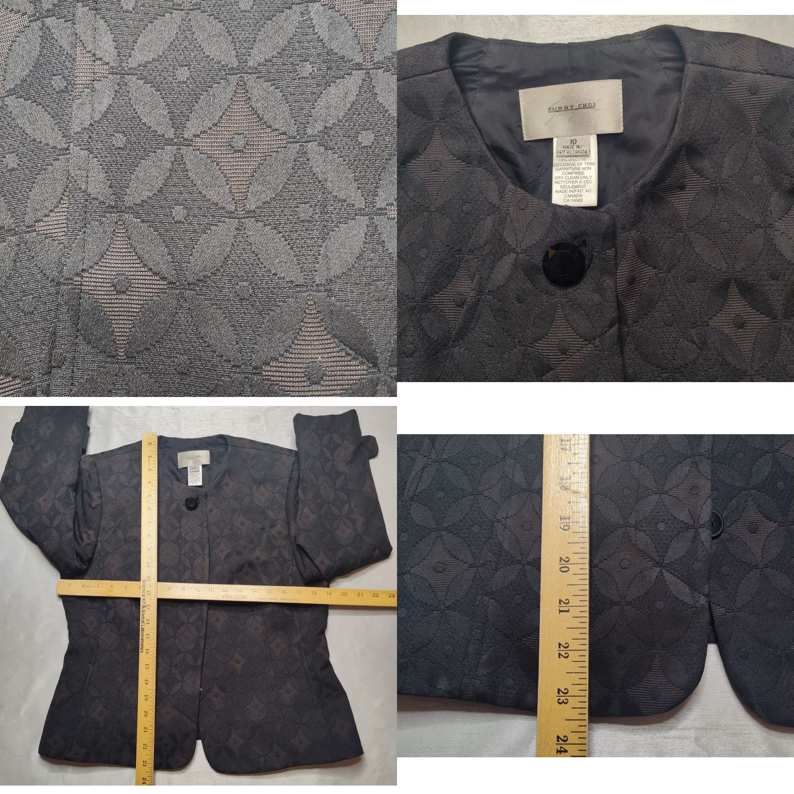 Vintage Sunny Choi Women Skirt Suit 2-Piece Brown Black Geo Pattern Size 10 Career Set Sh Size 32" / US 10 / IT 46 - 8 Thumbnail