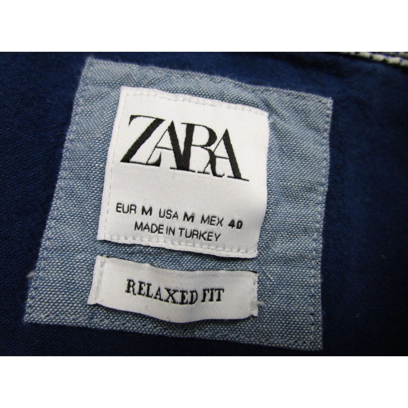 Zara Zara Shirt Mens Medium Blue Dot Relaxed Fit Cotton Linen Band Collar Casual Size US M / EU 48-50 / 2 - 4 Thumbnail