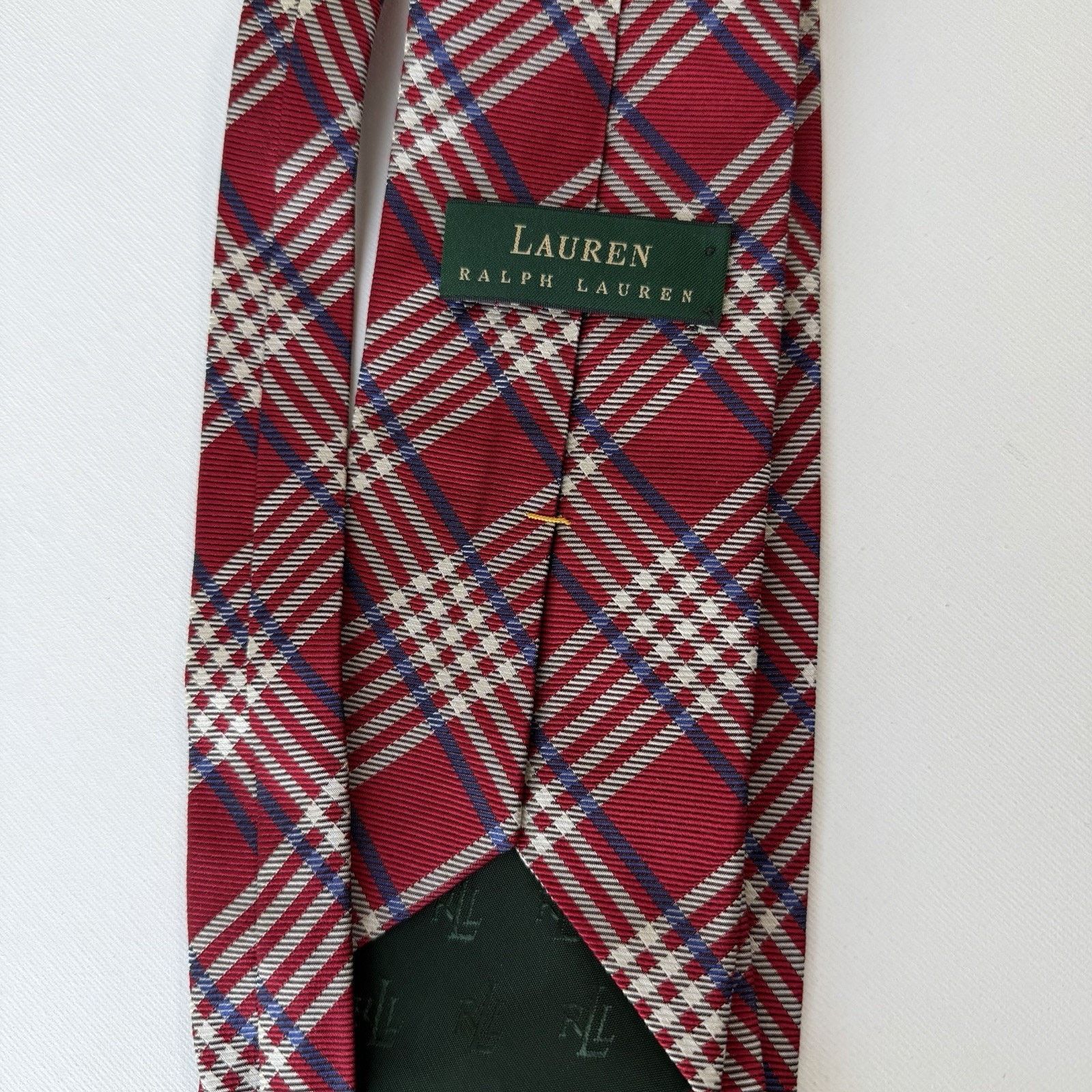Lauren Ralph Lauren Lauren Ralph Lauren Red Holiday Tartan Silk Tie 90s Vintage Size ONE SIZE - 7 Thumbnail