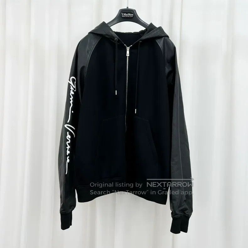 Versace Patchwork embroidered letter zip jacket