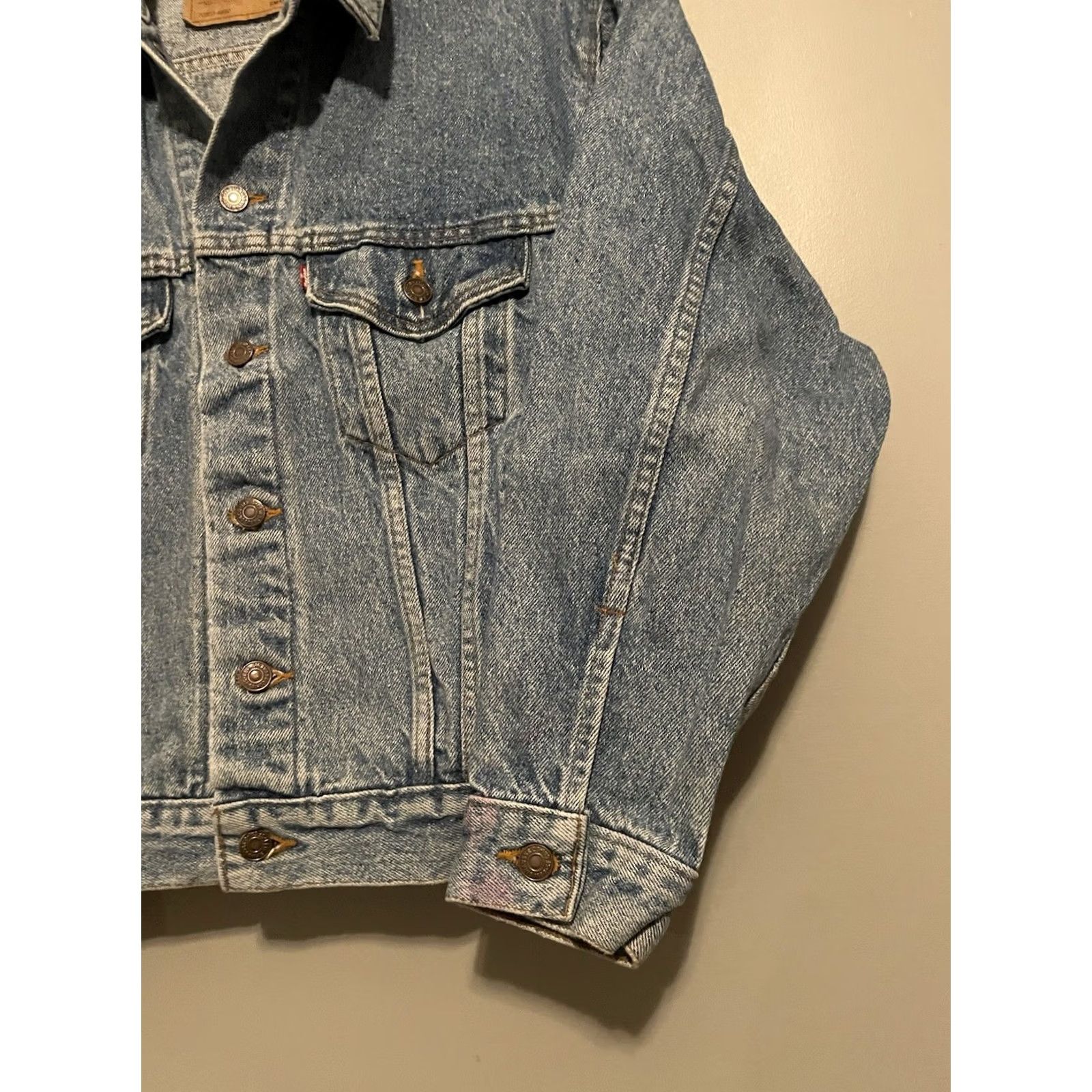 Levi's VINTAGE Levi's Trucker Jacket Mens S Wash Denim Cotton 90s 70507-4890 Left Sleeve Hole Staining | Levi's | Jacket Size US S / EU 44-46 / 1 - 6 Thumbnail