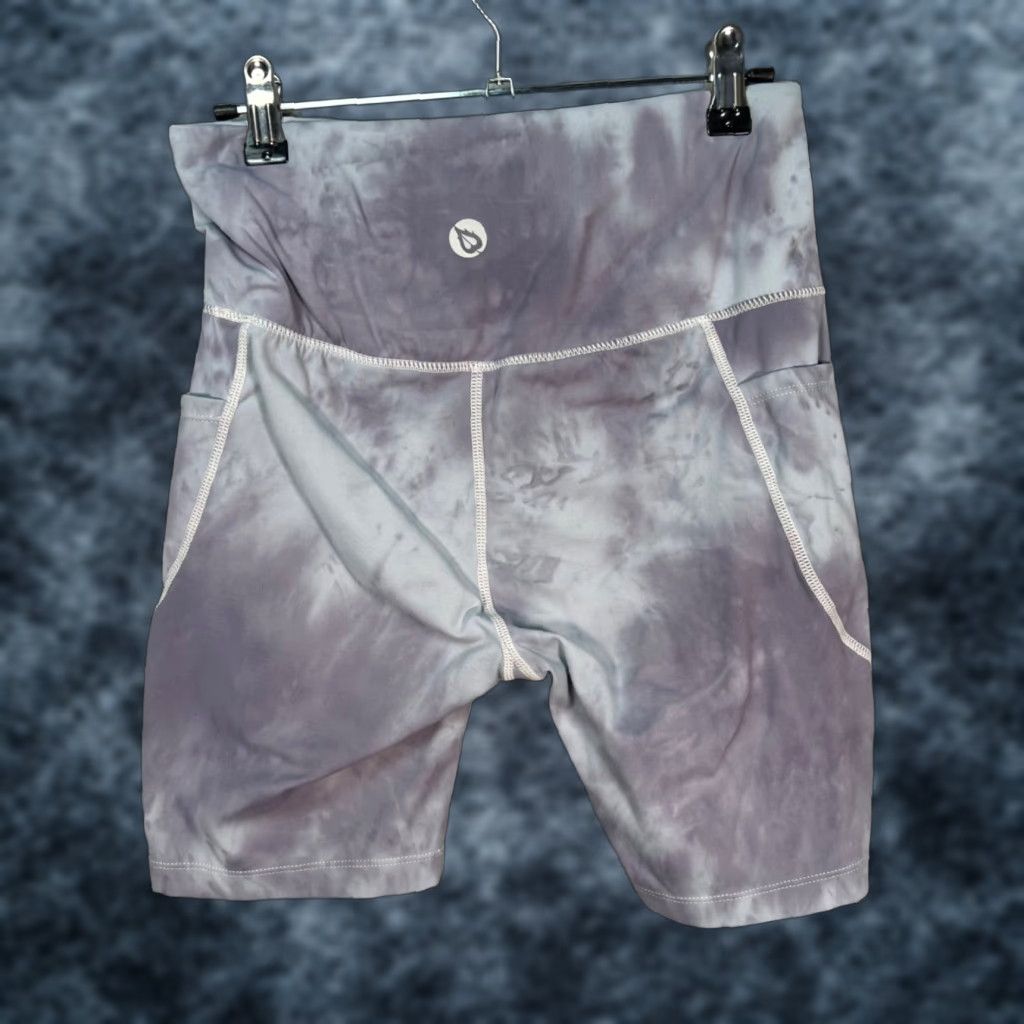 Vintage Baleaf Womens Medium Tie-Dye Biker Shorts Gray High Waist Pockets Athletic Gym Size 32" / US 10 / IT 46 - 1 Thumbnail