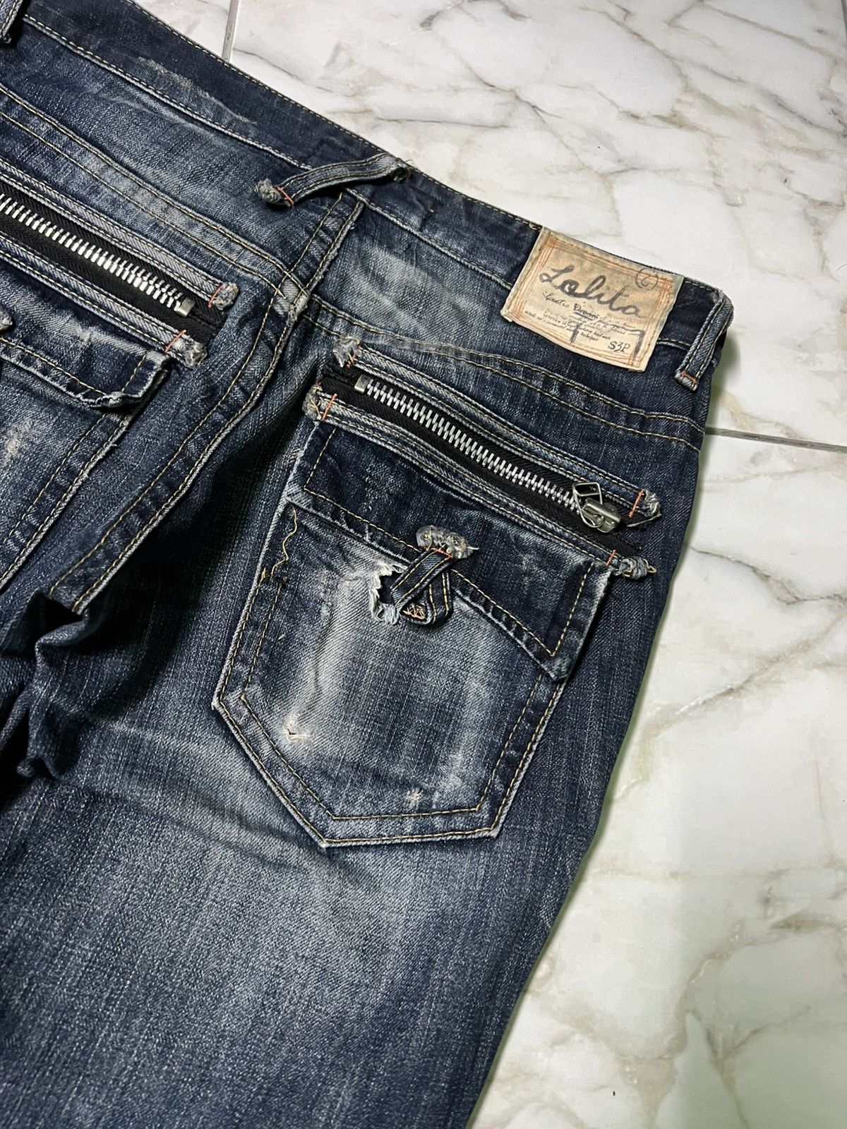 Beauty Beast × If Six Was Nine × Japanese Brand 💥Rare💥Lolita Concert Club Punk Washed Distress Jeans Size US 33 - 15 Thumbnail