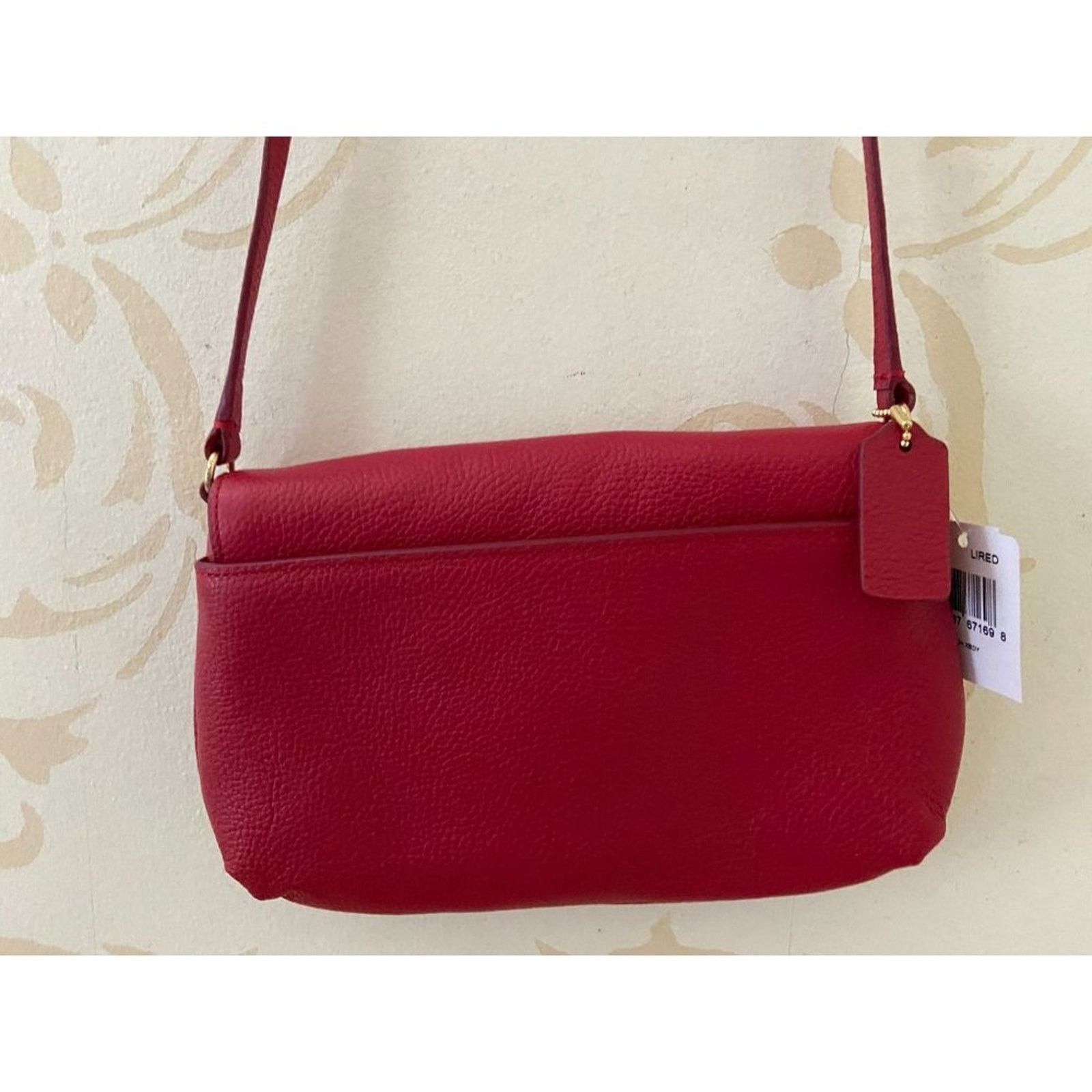 Coach New NWT Coach Red Leather Brass Turn Lock Crossbody Handbag Size ONE SIZE - 3 Thumbnail