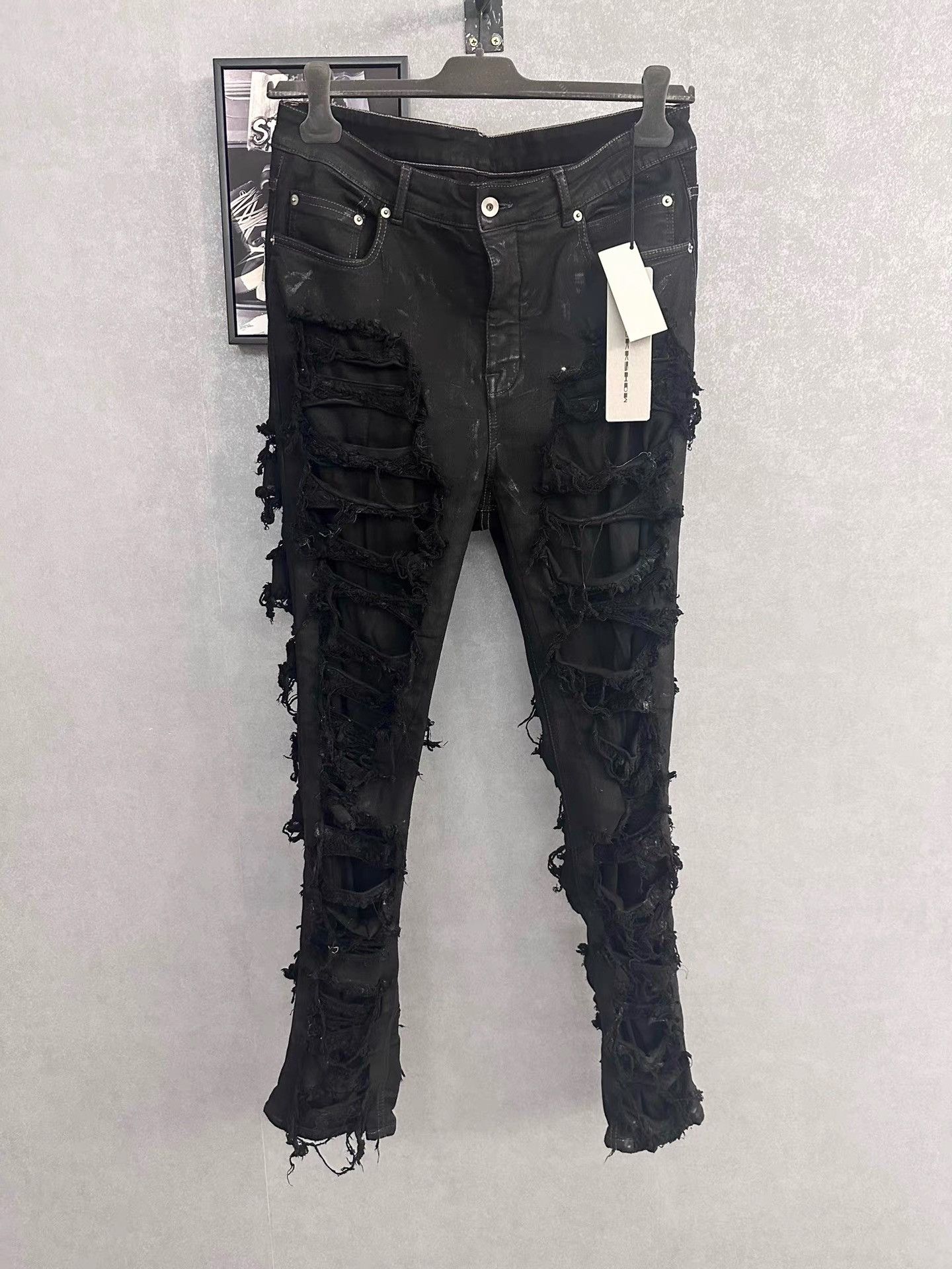 Rick Owens Rick Owens Waxed Distressed Jeans K34 Size US 33 - 1 Thumbnail