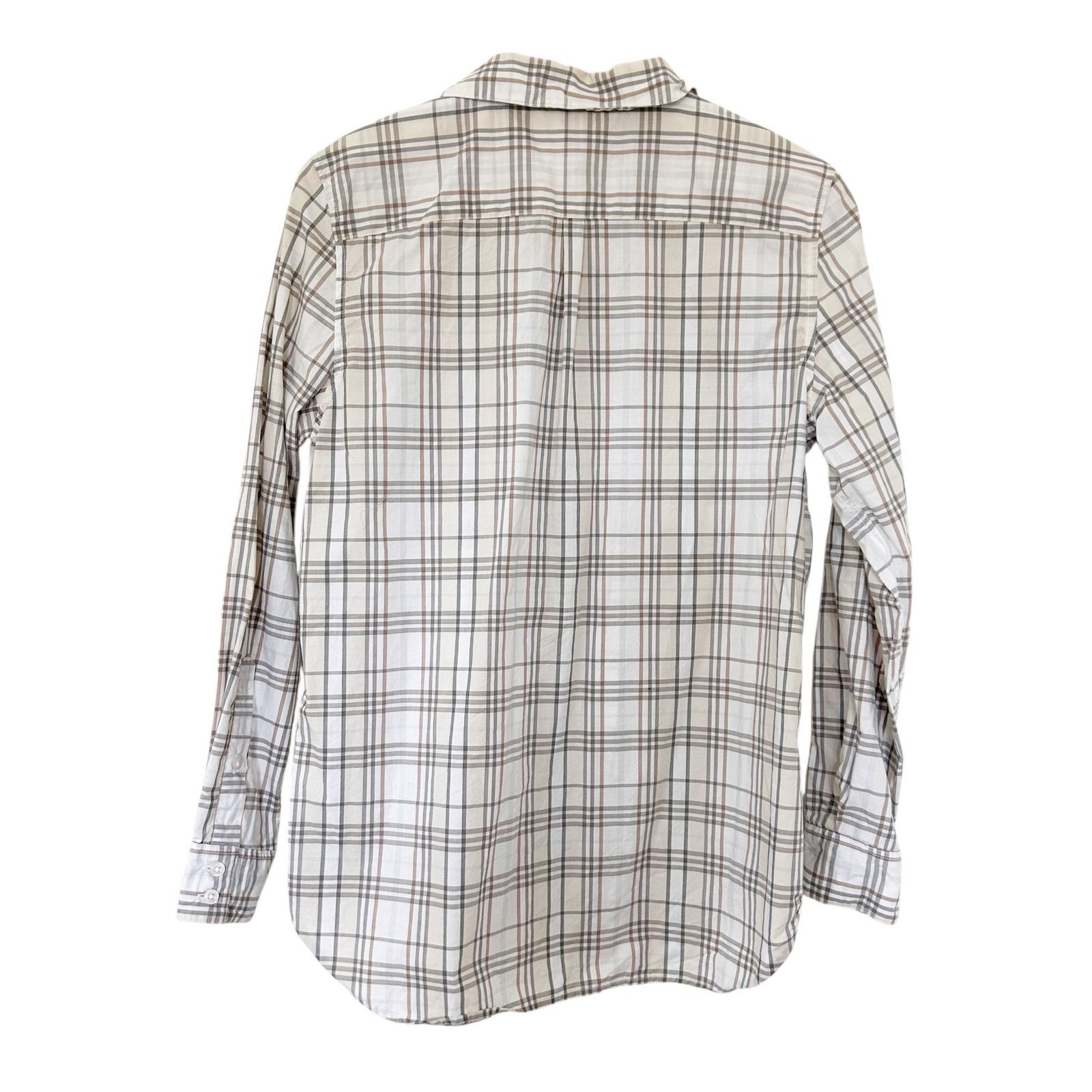 Other Garnet Hill White Tan Plaid Organic Pima Button Down Sz 12 Size XL / US 12-14 / IT 48-50 - 5 Thumbnail