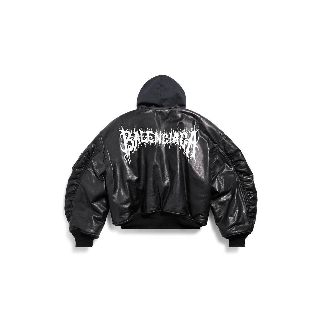 Balenciaga o1in1g0825 DIY Metal Outline Hooded Bomber Jacket in Black Size US XS / EU 42 / 0 - 1 Thumbnail