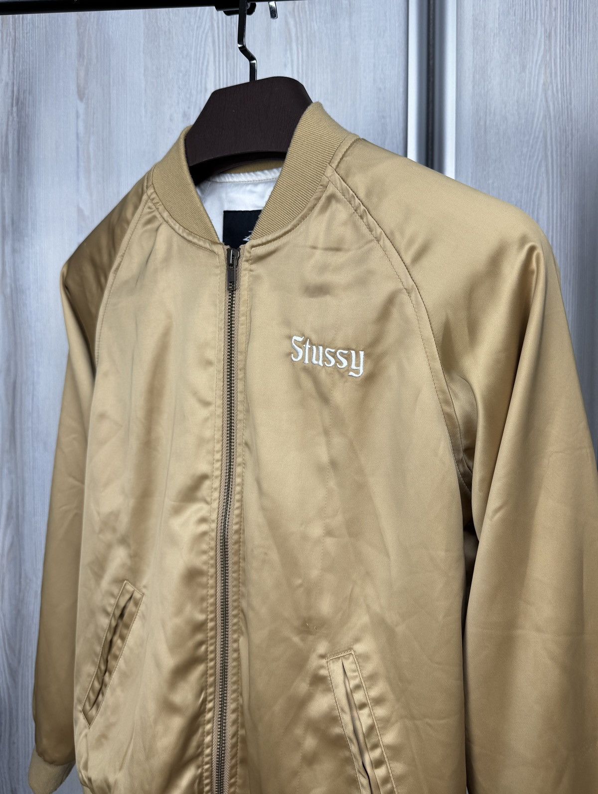 Stussy Stussy Gold Satin California Womens Bomber Jacket Floral Zip Size XS / US 0-2 / IT 36-38 - 6 Thumbnail