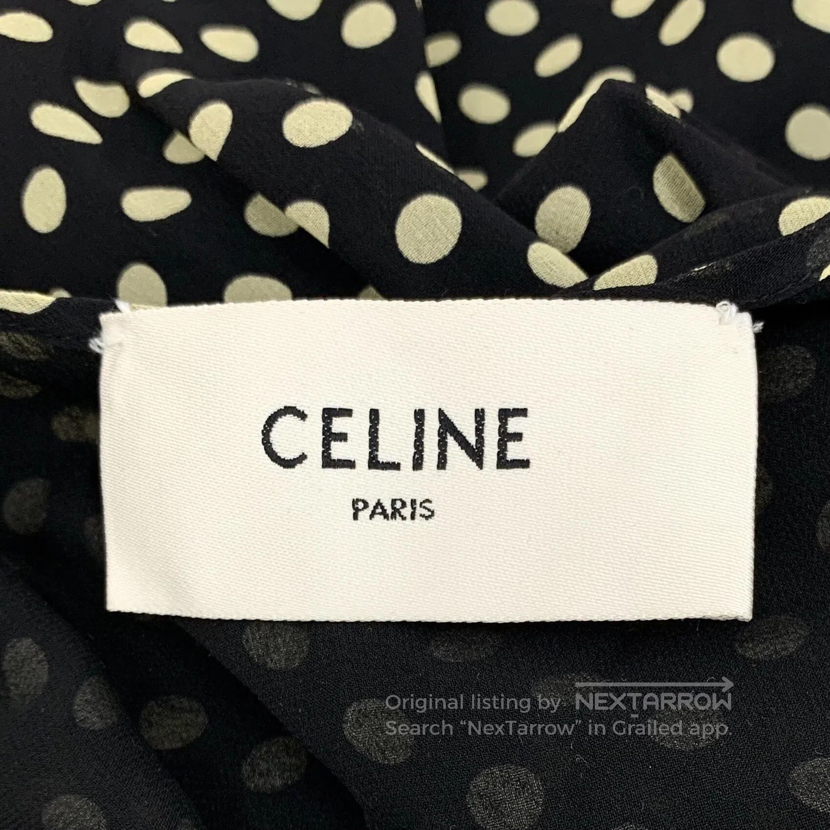 Celine CELINE Black Polka Dot Silk Crewneck Single-breasted Short Size XS / US 0-2 / IT 36-38 - 5 Thumbnail
