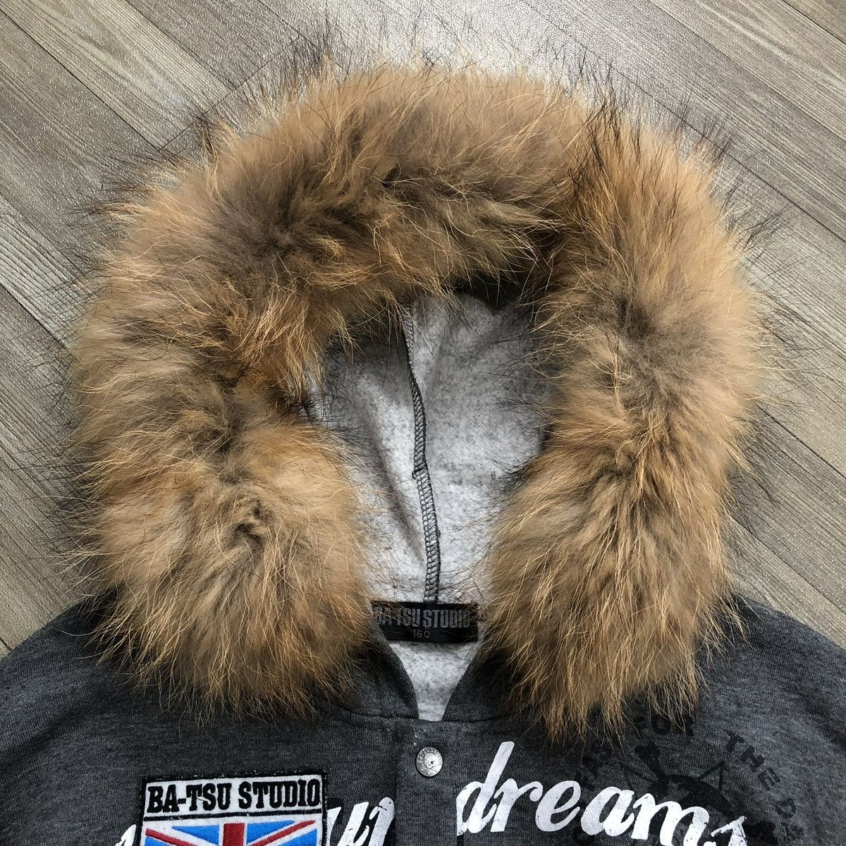 20471120 Grunge Batsu Studio Union Jack Skulls Lgb Style Fur Hoodie Size US S / EU 44-46 / 1 - 3 Thumbnail