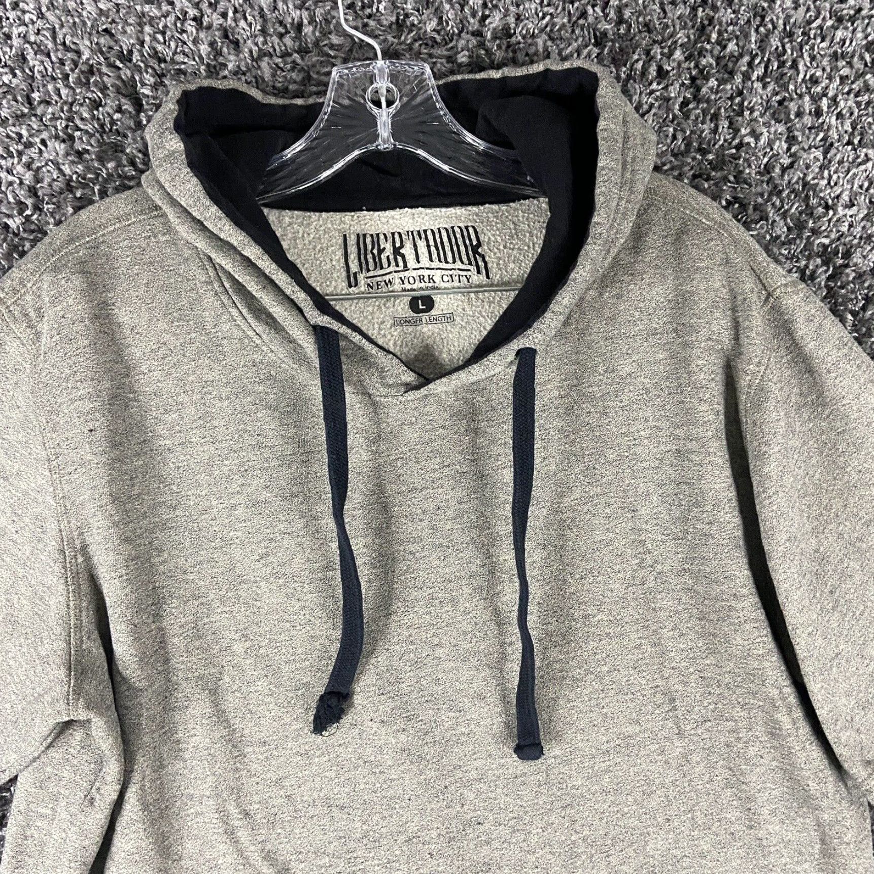 Vintage Liberthour New York City Hoodie Men's L Beige Distressed Pullover Size US 33 - 5 Thumbnail