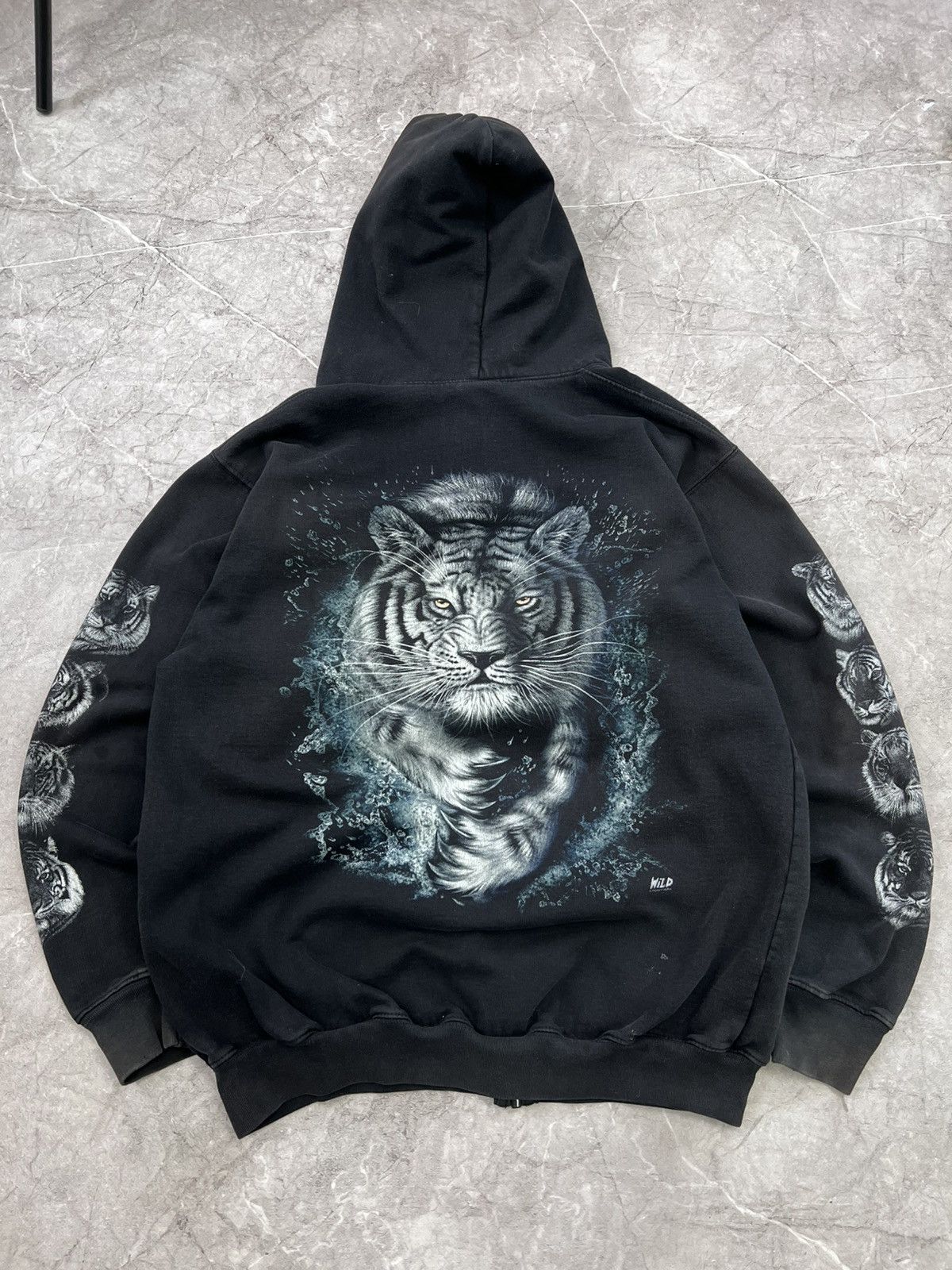 Harley Davidson × Japanese Brand Tiger Vintage Y2K Harley Davidson Sun faded Hoodie Flame Size US L / EU 52-54 / 3 - 8 Thumbnail