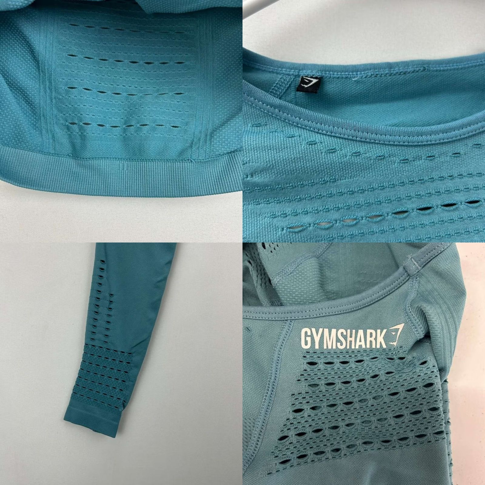 Gymshark Gymshark Crop Top Womens XS Teal Blue Flawless Knit Long Sleeve Thumbhole Size XS / US 0-2 / IT 36-38 - 8 Thumbnail