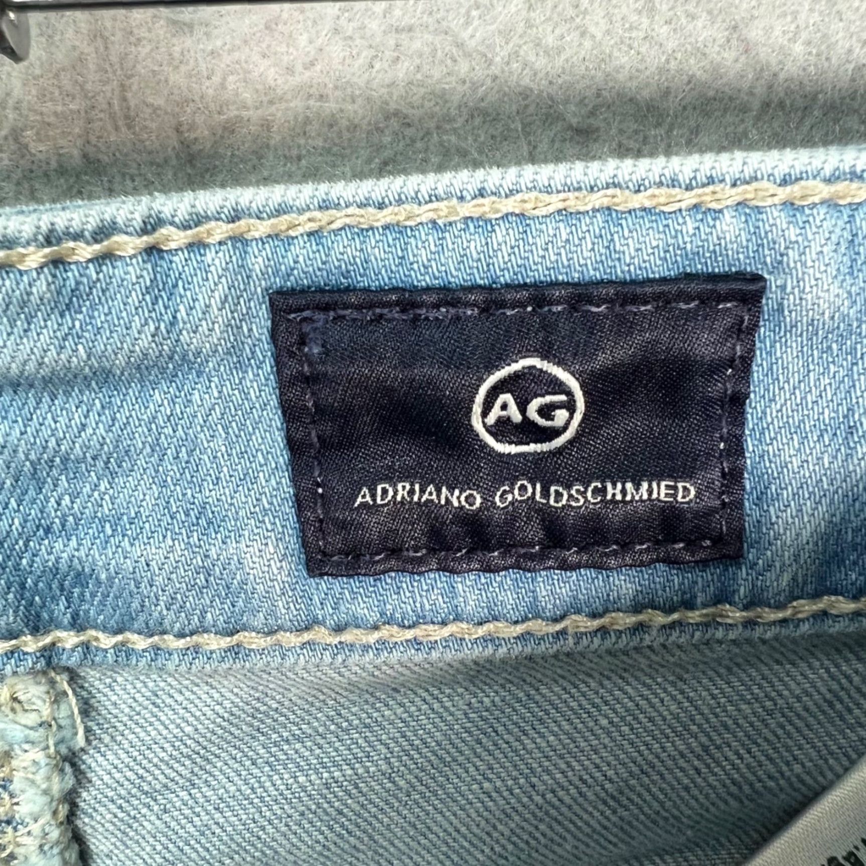 Vintage AG Adriano Goldschmied Jeans Flared 25 The Janis High Rise Light Wash Distressed 5-Pocket Womens Jeans Size 42" / US 20 - 3 Thumbnail