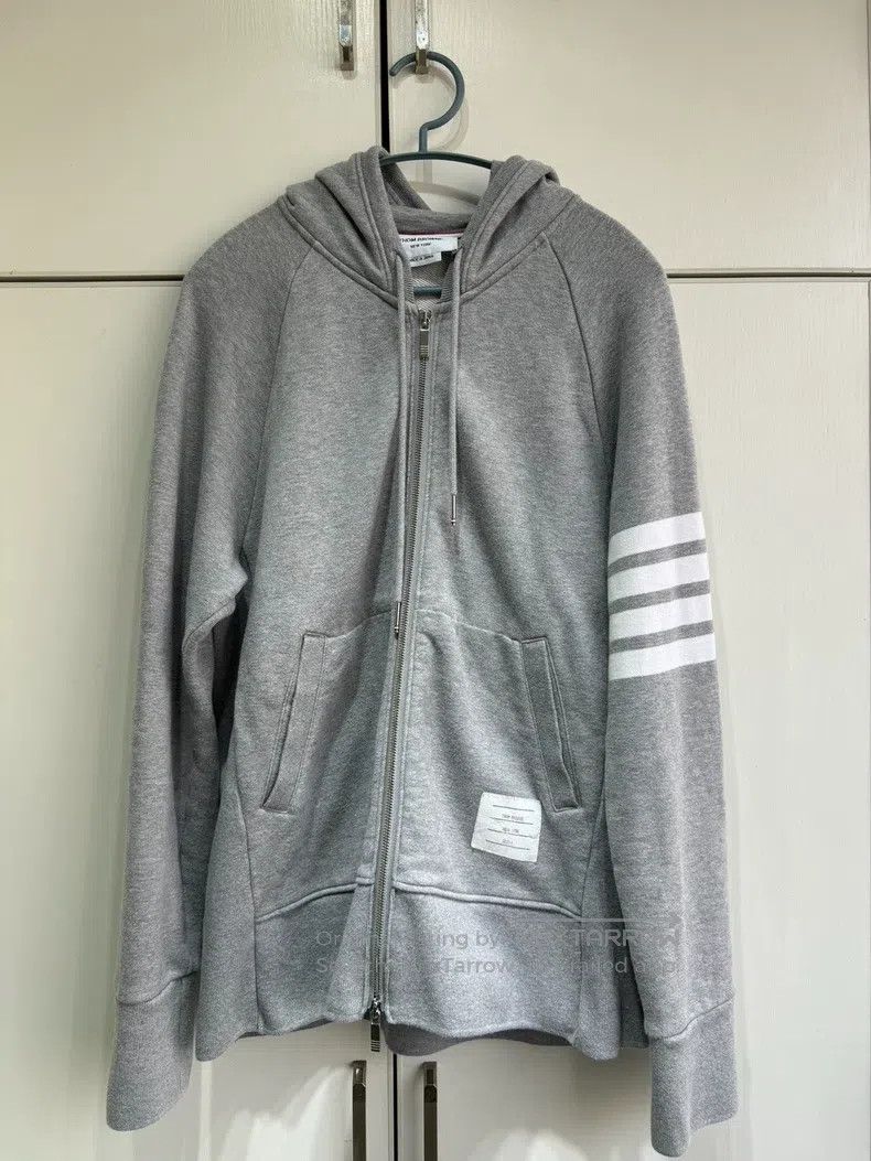 Thom Browne Thom Browne Gray Four Stripe Zip-Up Jacket Size US XL / EU 56 / 4 - 1 Thumbnail