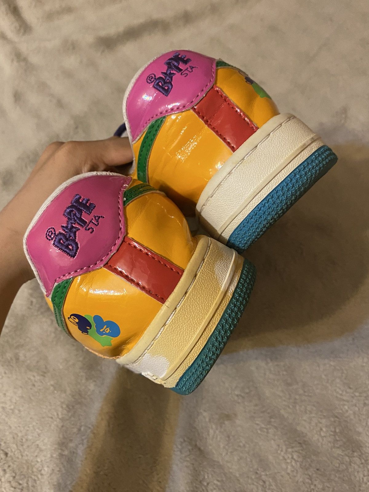 Bape A Bathing Ape Baby Milo Patent Leather Multi Colour Bapesta Size US 9 / EU 42 - 4 Thumbnail