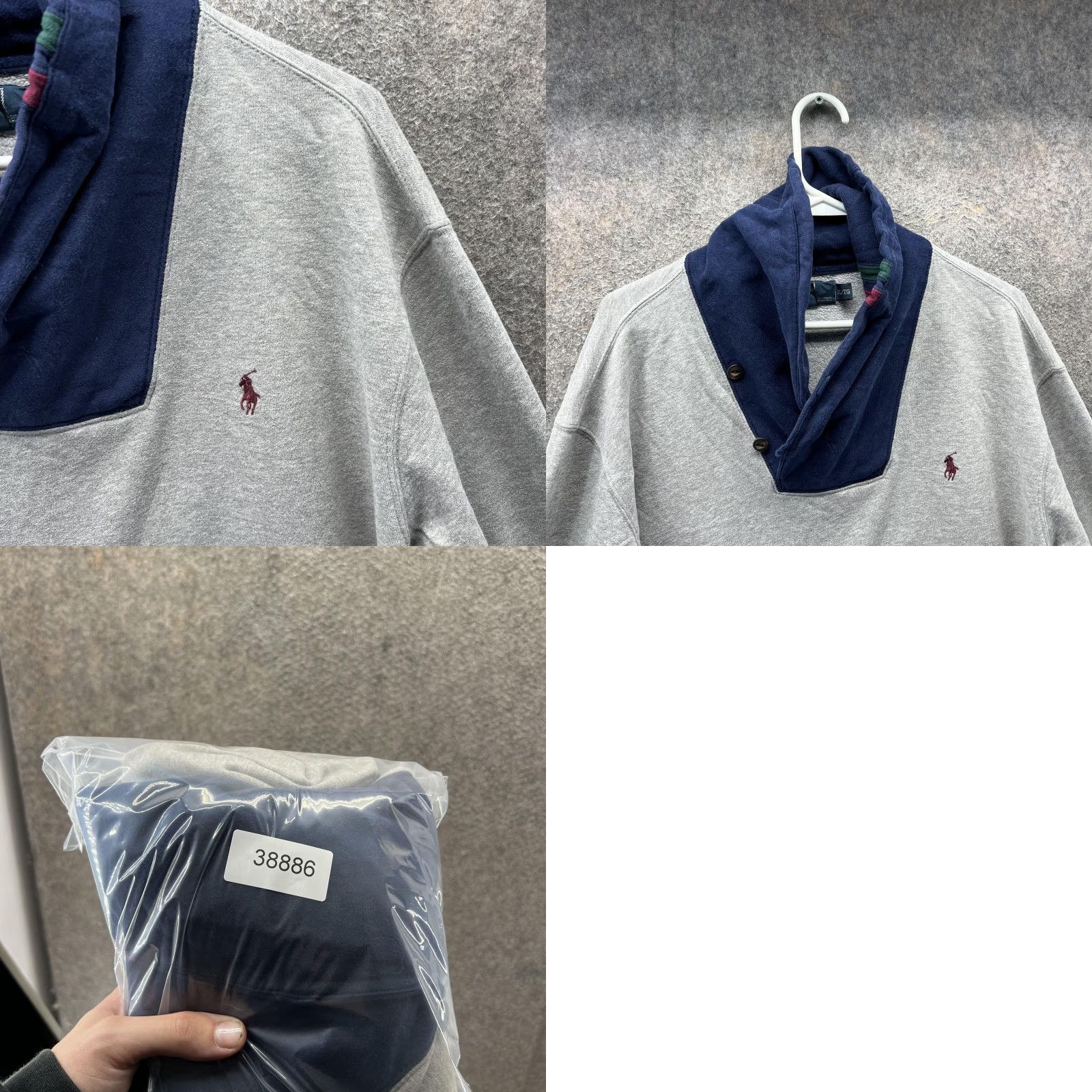 Polo Ralph Lauren VINTAGE Polo Ralph Lauren Sweatshirt Mens XL Gray Shawl Collar Button Pullover Size US XL / EU 56 / 4 - 8 Thumbnail