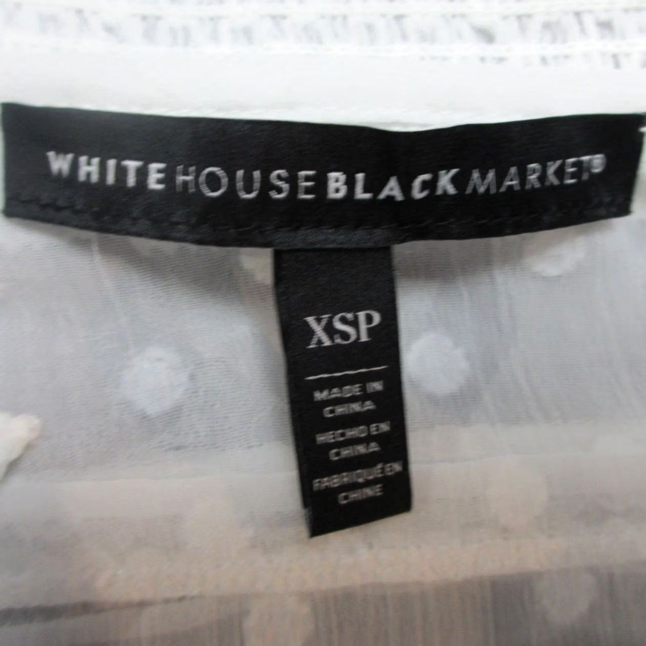 White House Black Market White House Black Market Blouse Womens Petite XS Sheer Swiss Dot Lace Button V-Neck Long Sleeve White Casual Party Top Size XS / US 0-2 / IT 36-38 - 2 Thumbnail