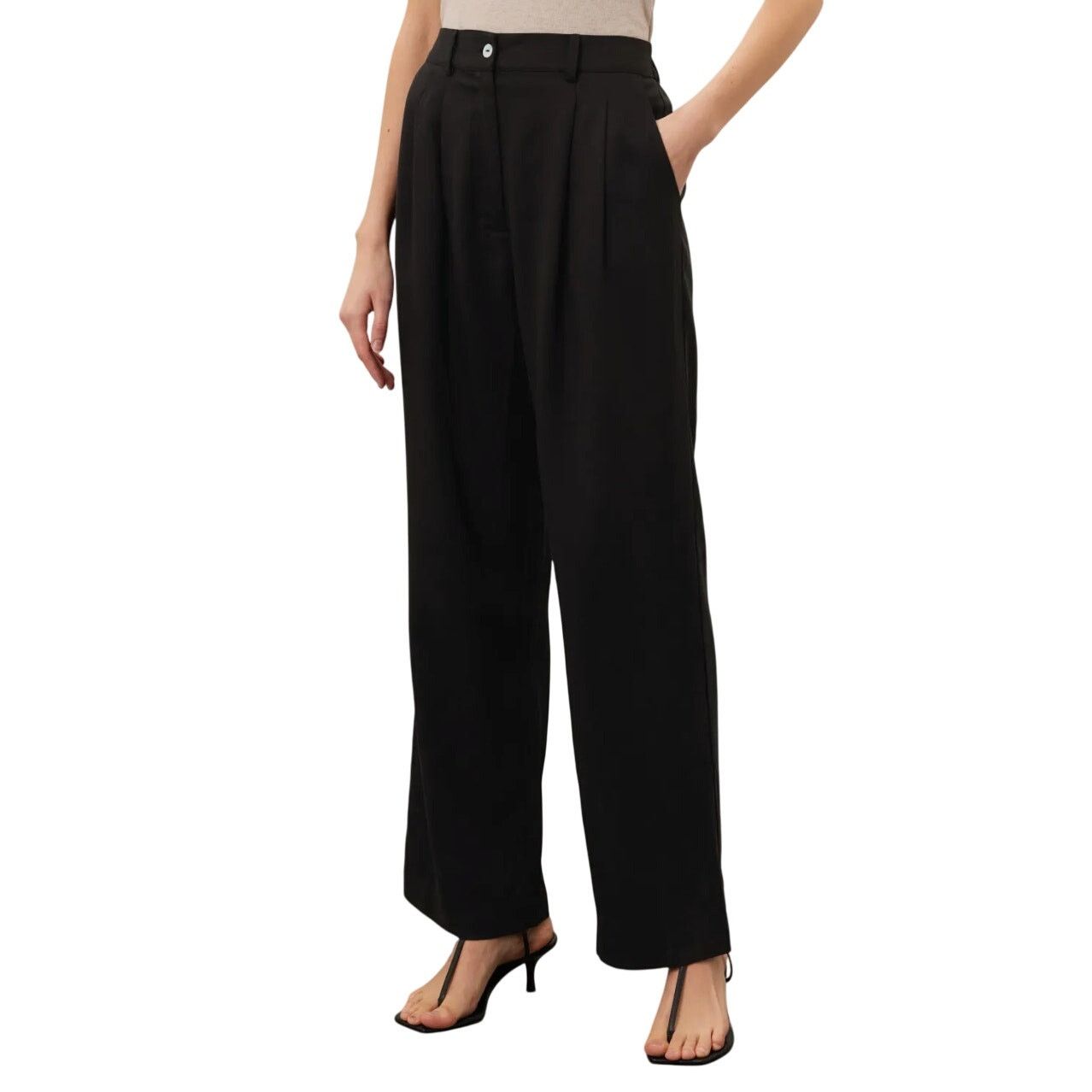 DONNI. DONNI. Twill Pleated Pants in Black, Size M Size 30" / US 8 / IT 44 - 2 Thumbnail