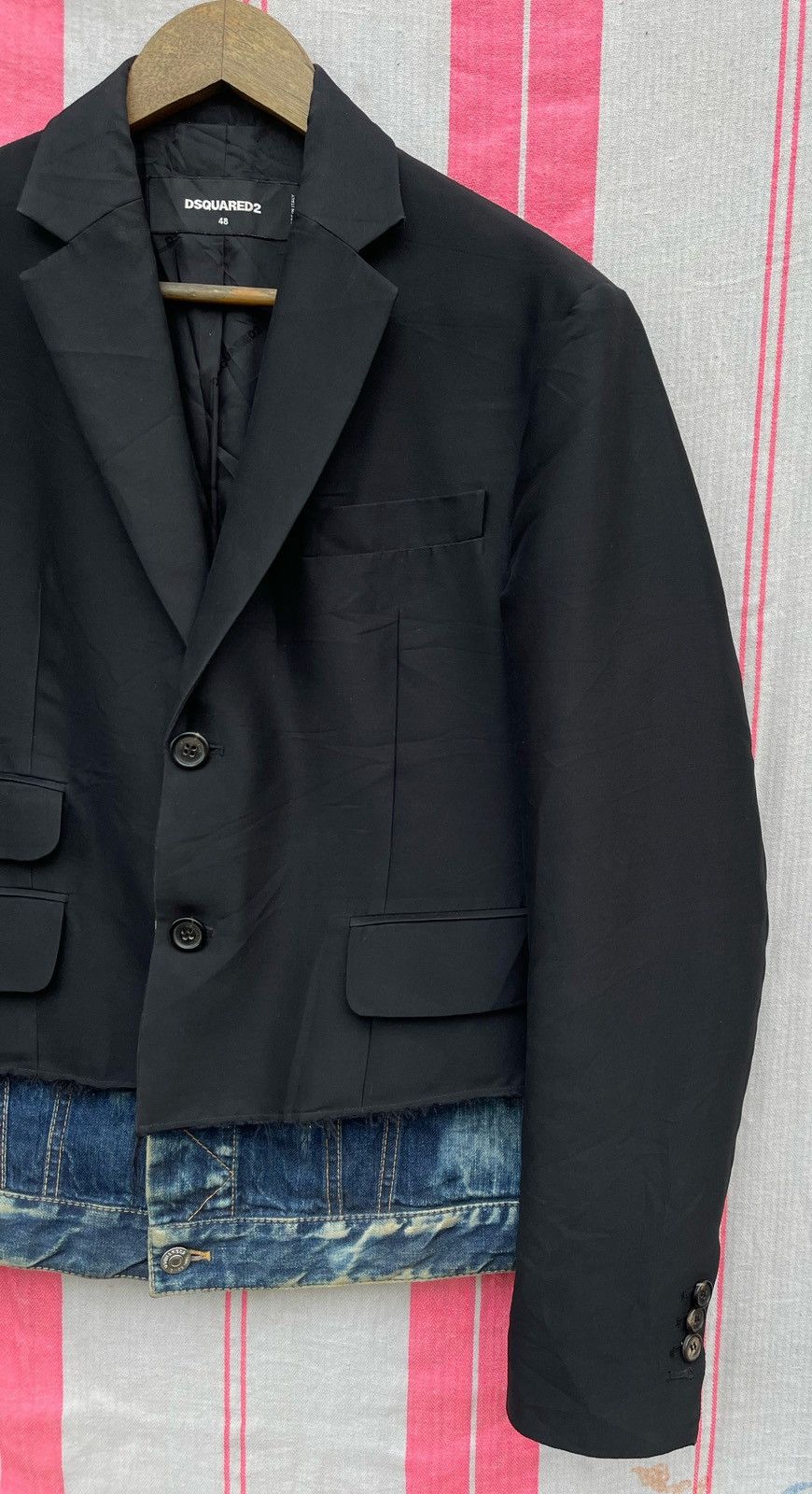 Dsquared2 AW17 DSQUARED2 LAYERED-DESIGN BLAZER DISTRESSED DENIM JACKET Size US M / EU 48-50 / 2 - 7 Thumbnail