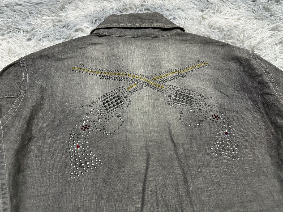 Roar 🔥Sick Y2K Roar Guns Cross Studded Denim Shirt Size US L / EU 52-54 / 3 - 2 Thumbnail