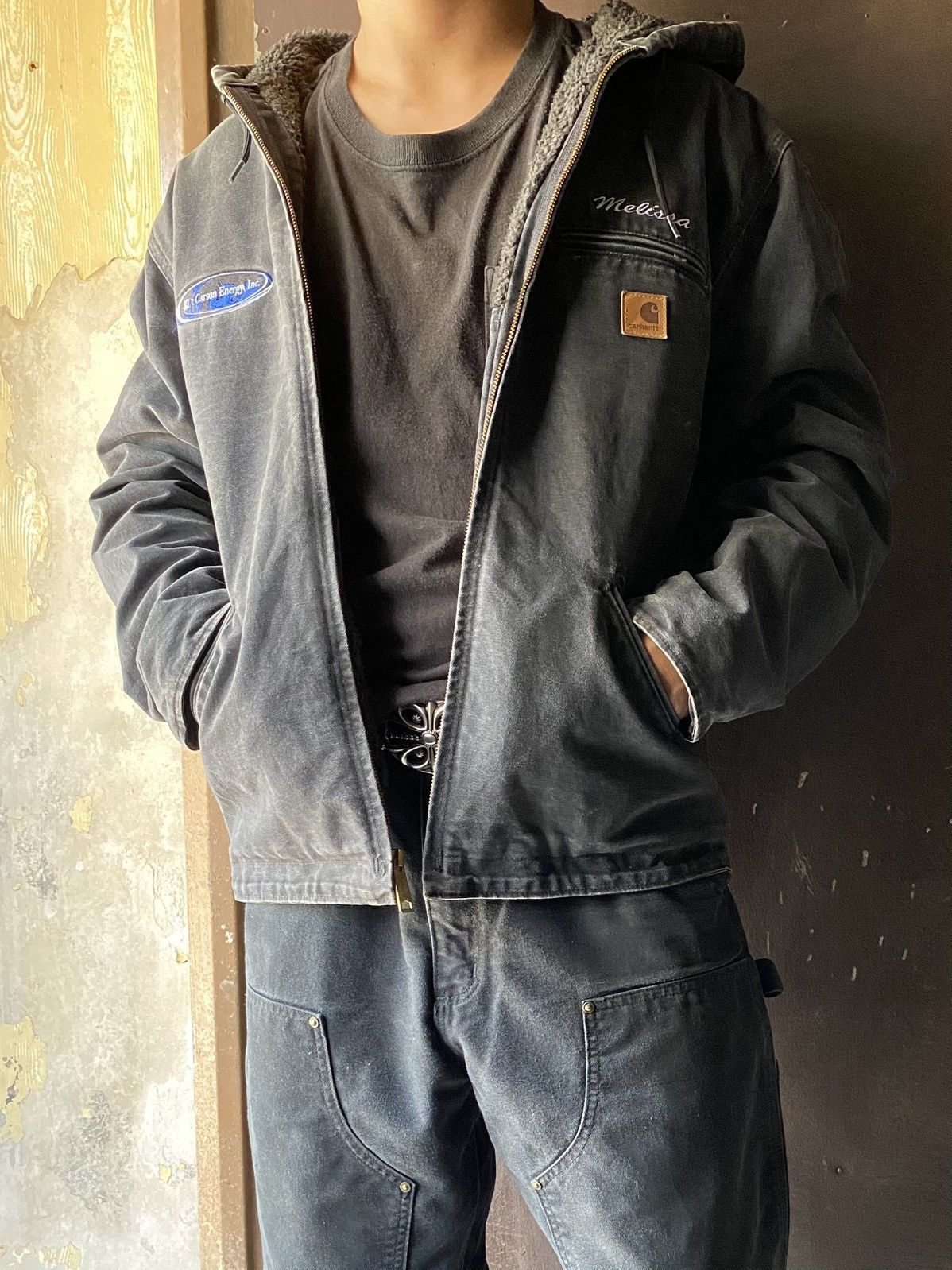 Carhartt Carhartt Jacket Sherpa Lined J141 BLK Leather patch Size US M / EU 48-50 / 2 - 1 Thumbnail
