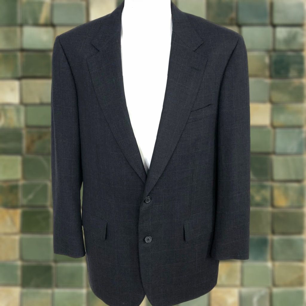 Brooks Brothers Brooks Brothers 41 Long 100% Wool Blazer Suit Sport Coat Jacket Windowpane Gray Size 42R - 1 Thumbnail