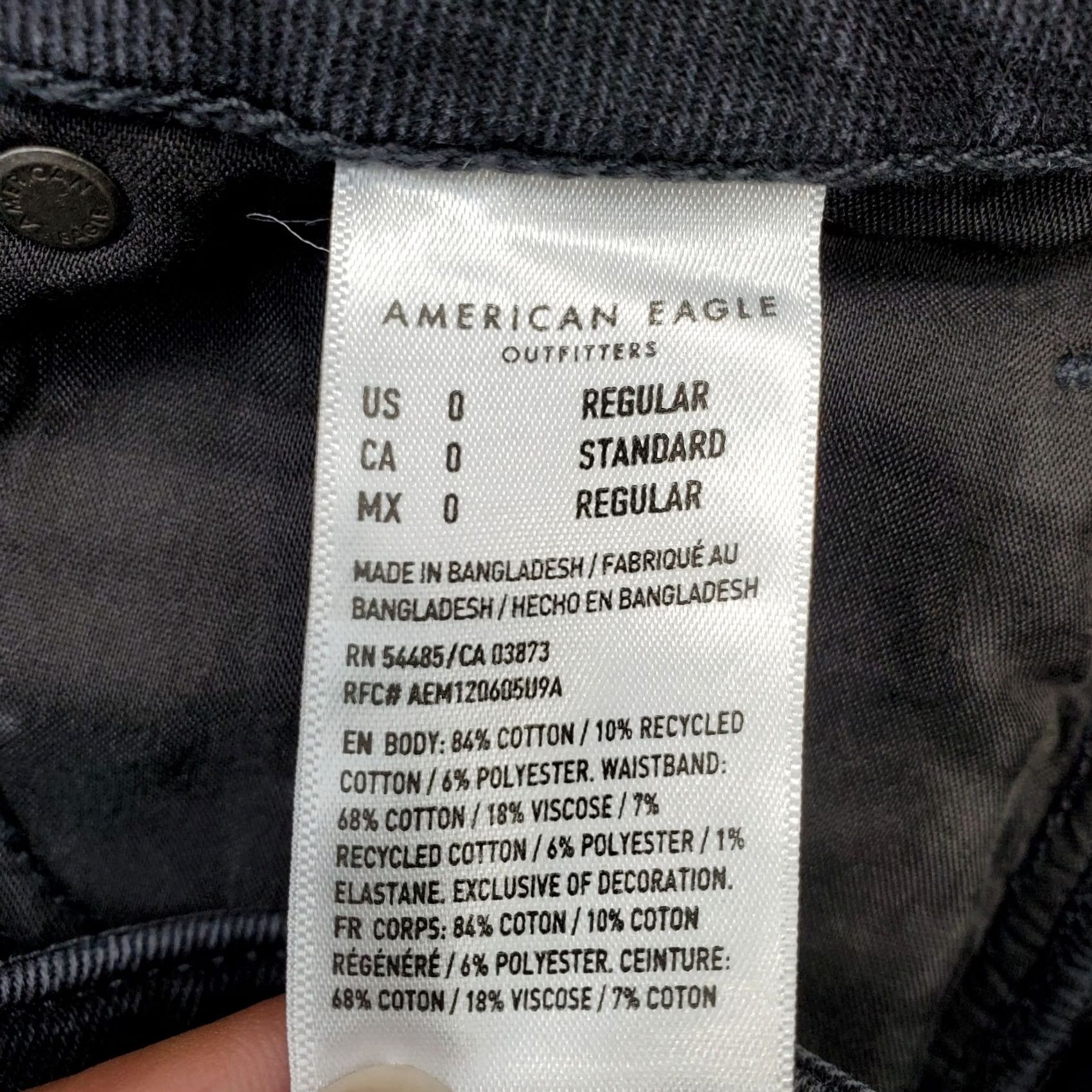 American Eagle Outfitters American Eagle Jeans Womens 0 Black Denim Distressed Dark Wash Casual Skinny Leg Jeans Size 25" / US 0 / IT 36 - 5 Thumbnail